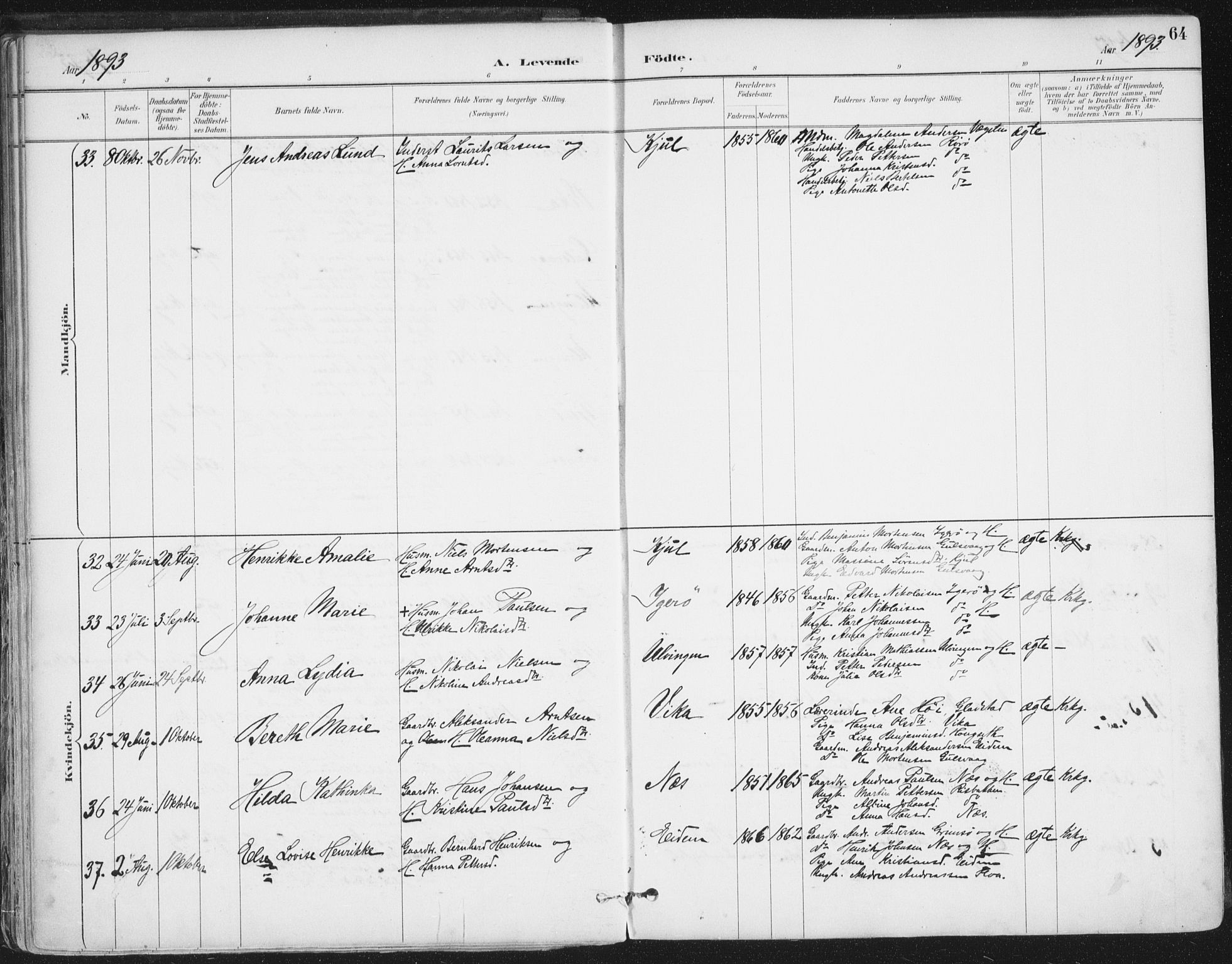 Ministerialprotokoller, klokkerbøker og fødselsregistre - Nordland, AV/SAT-A-1459/816/L0244: Parish register (official) no. 816A10, 1886-1903, p. 64