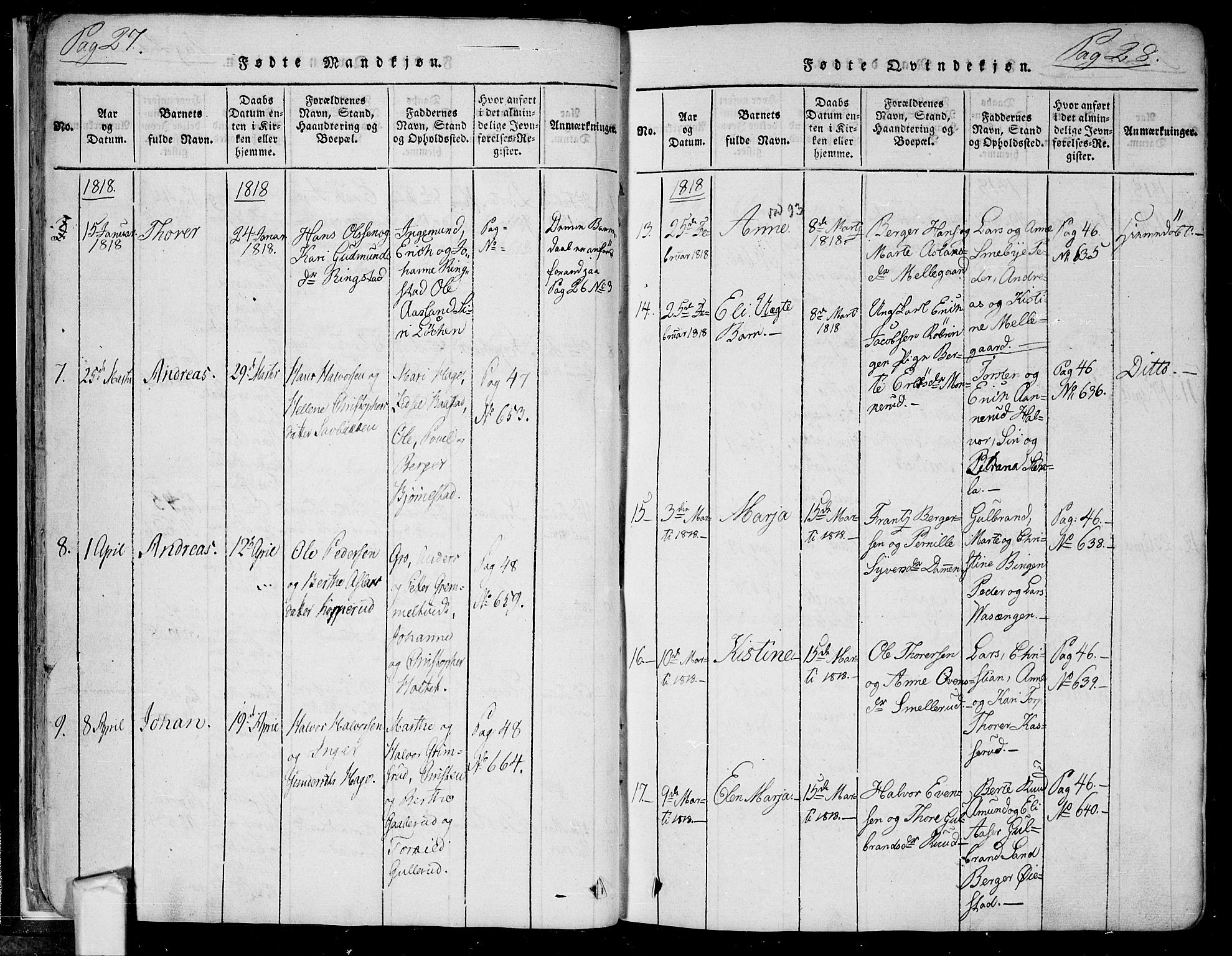 Trøgstad prestekontor Kirkebøker, SAO/A-10925/F/Fa/L0006: Parish register (official) no. I 6, 1815-1844, p. 27b-28a