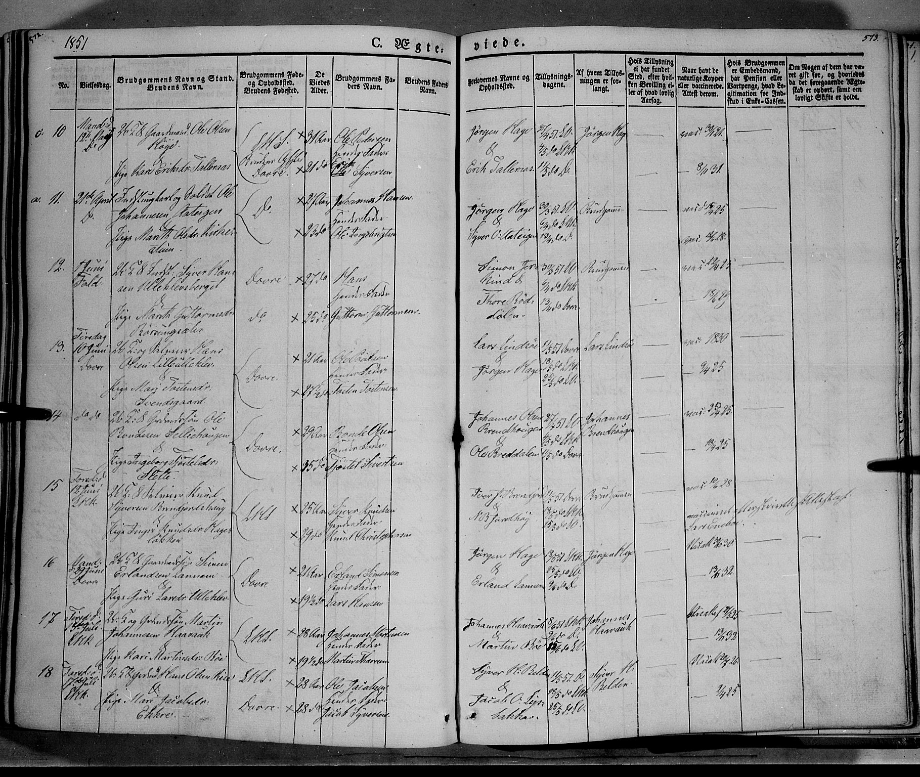 Lesja prestekontor, SAH/PREST-068/H/Ha/Haa/L0006: Parish register (official) no. 6A, 1843-1854, p. 572-573