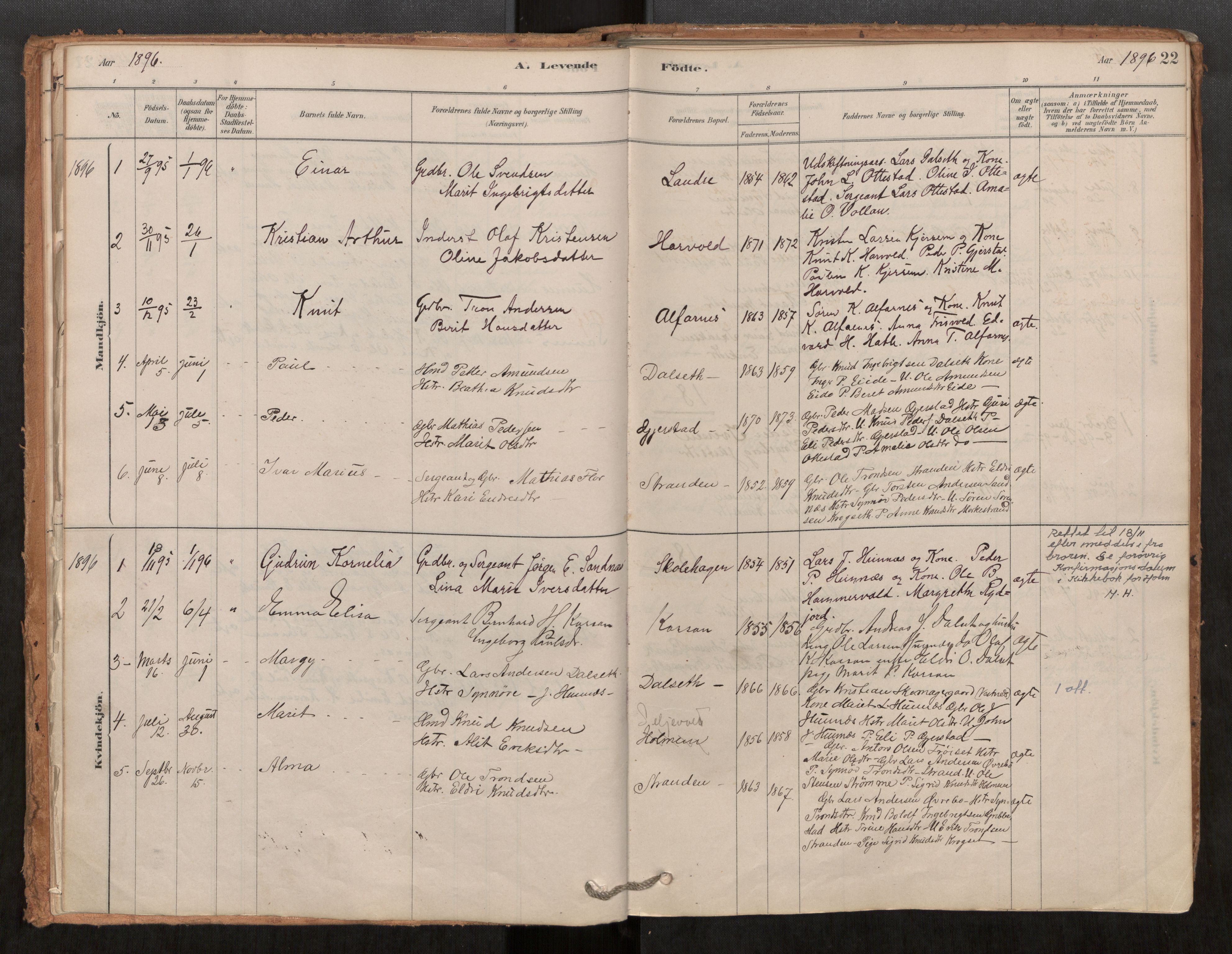 Ministerialprotokoller, klokkerbøker og fødselsregistre - Møre og Romsdal, AV/SAT-A-1454/548/L0615: Parish register (official) no. 548A02, 1878-1906, p. 22