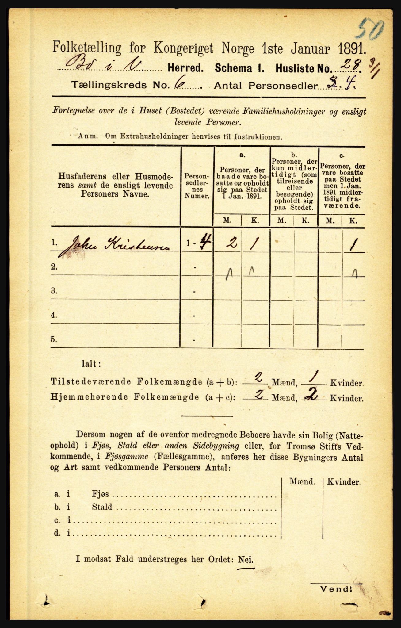 RA, 1891 census for 1867 Bø, 1891, p. 2142