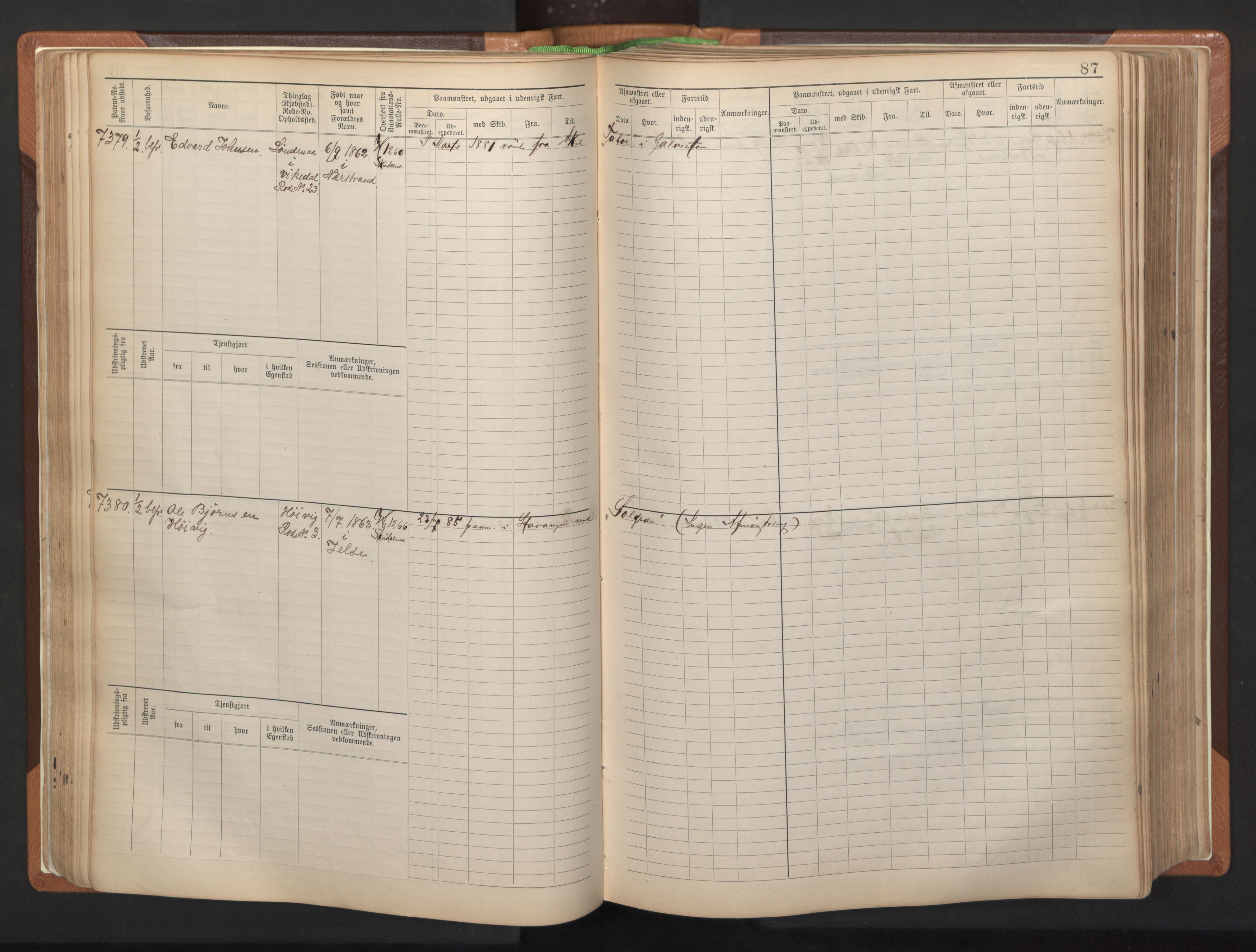 Stavanger sjømannskontor, AV/SAST-A-102006/F/Fb/Fbb/L0012: Sjøfartshovedrulle, patentnr. 7207-8158, 1894-1904, p. 90