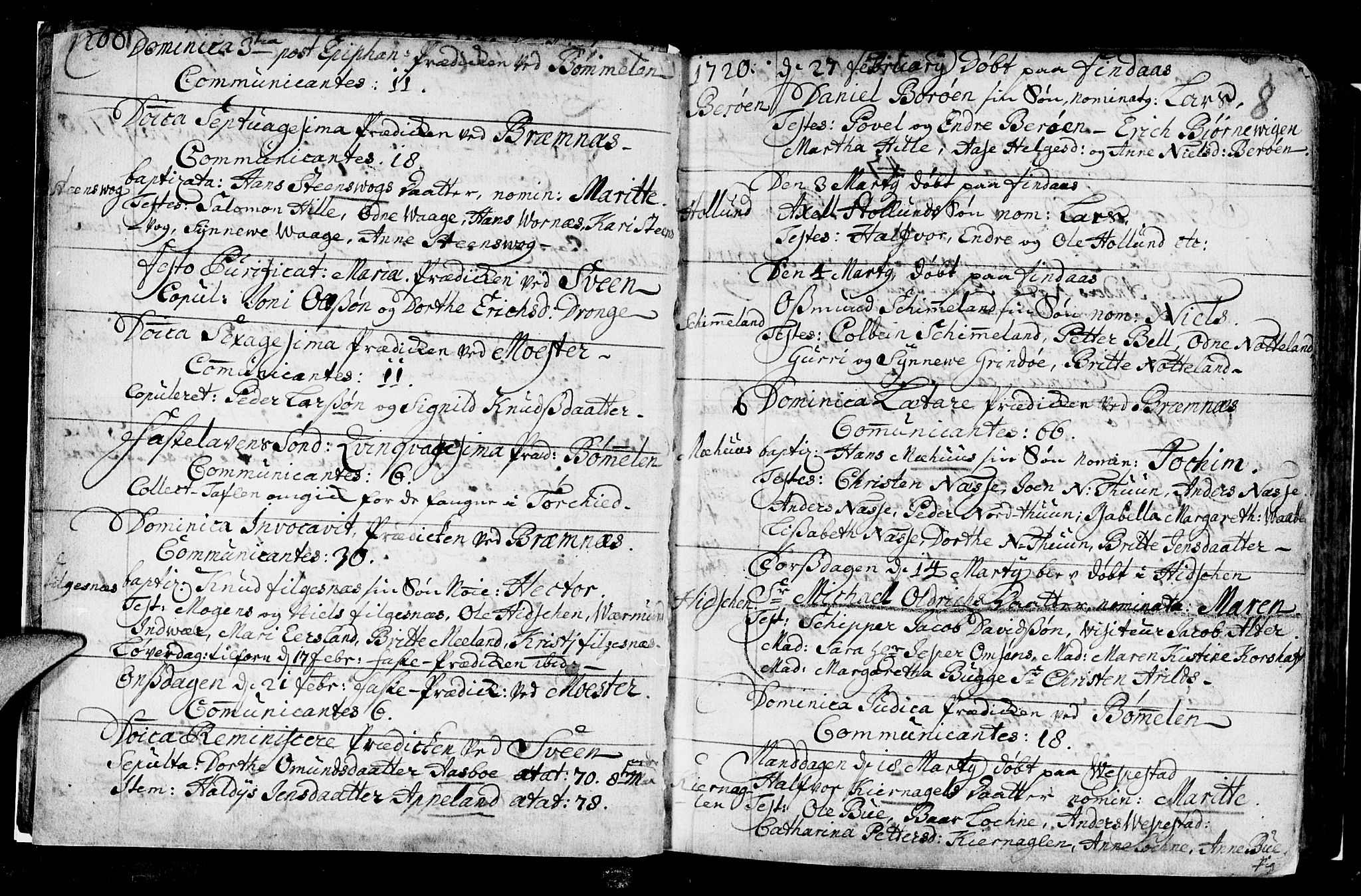 Finnås sokneprestembete, SAB/A-99925/H/Ha/Haa/Haaa/L0001: Parish register (official) no. A 1, 1718-1744, p. 8