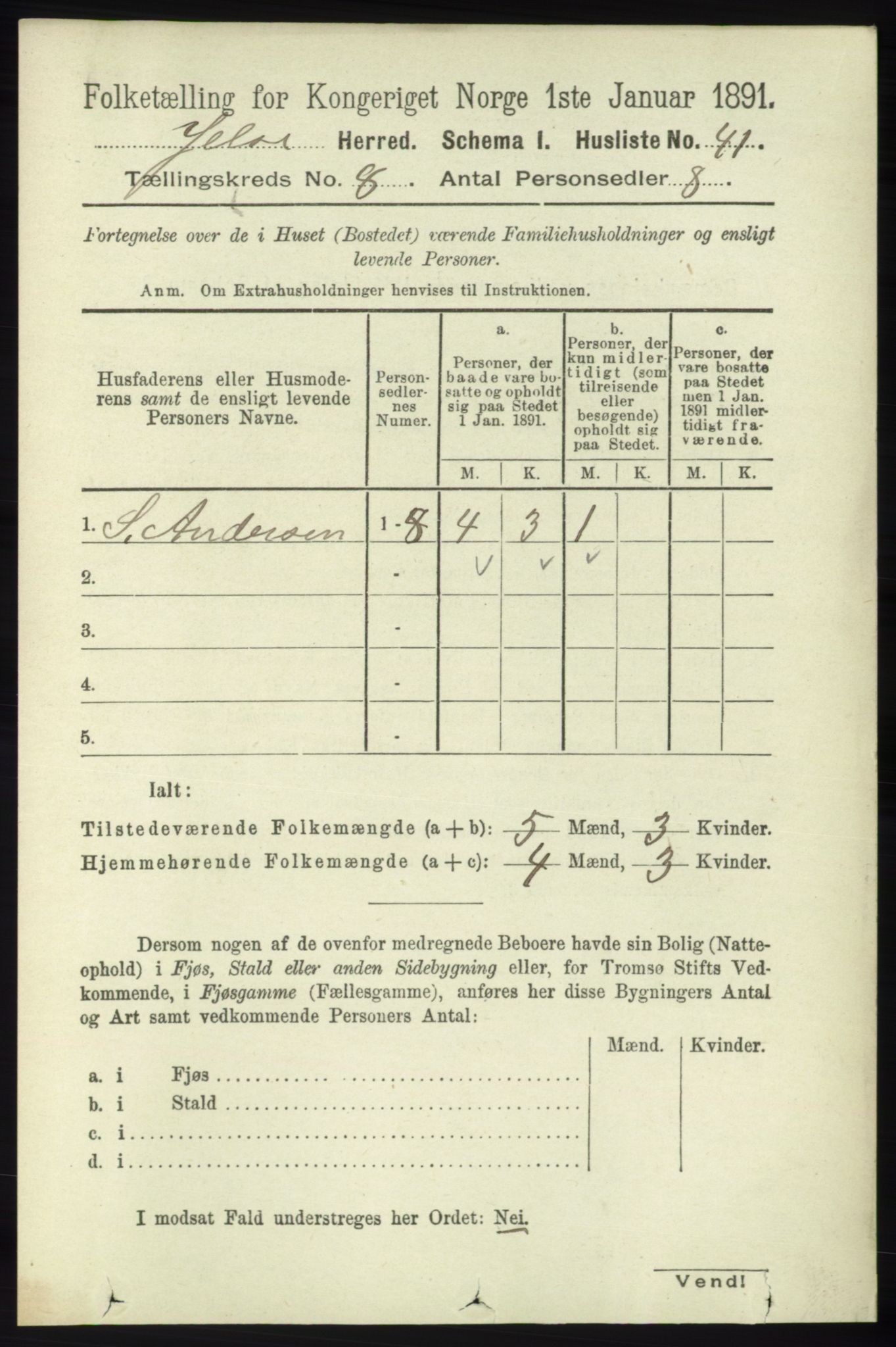 RA, 1891 census for 1138 Jelsa, 1891, p. 1797