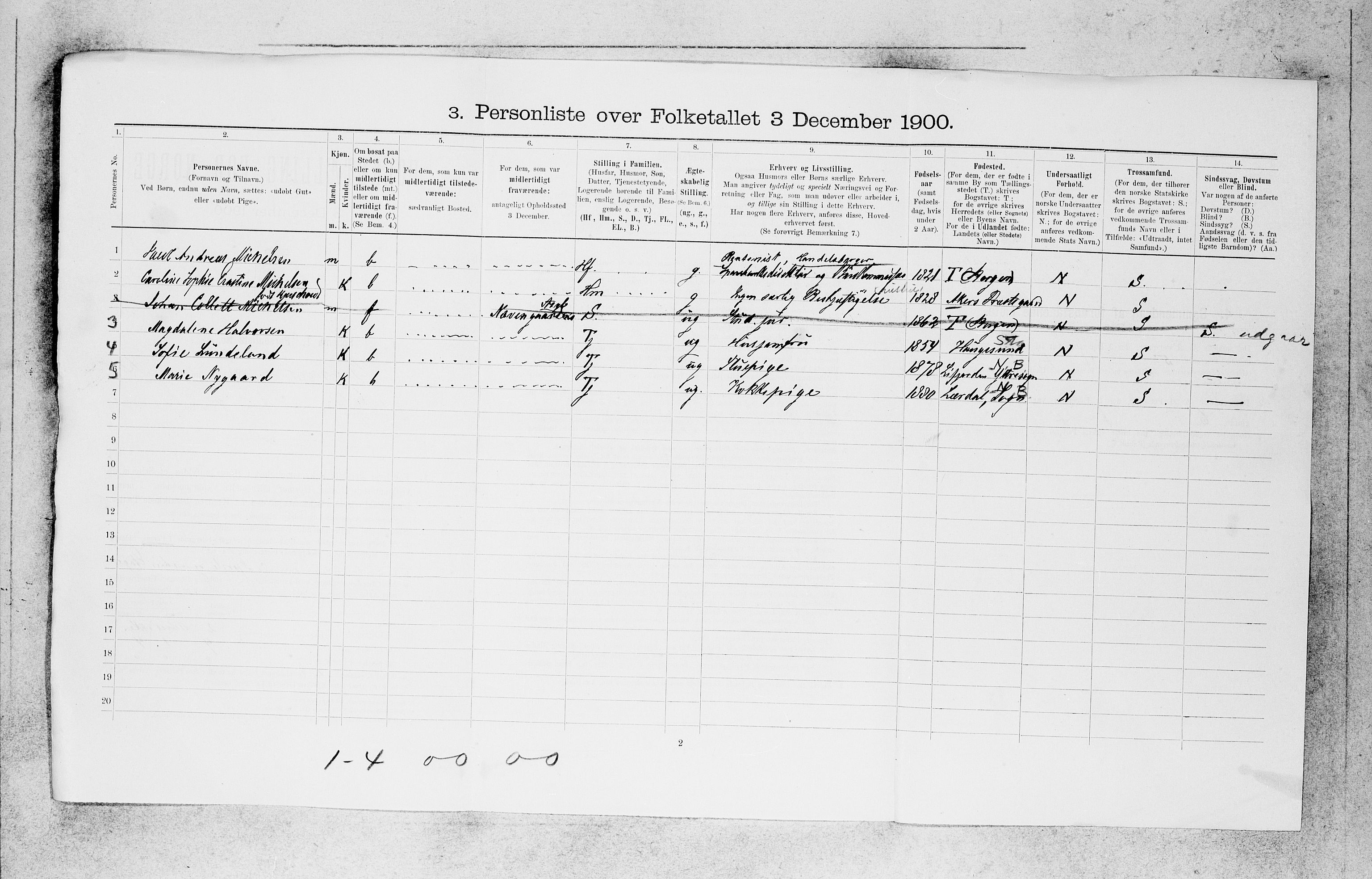 SAB, 1900 census for Bergen, 1900, p. 29757