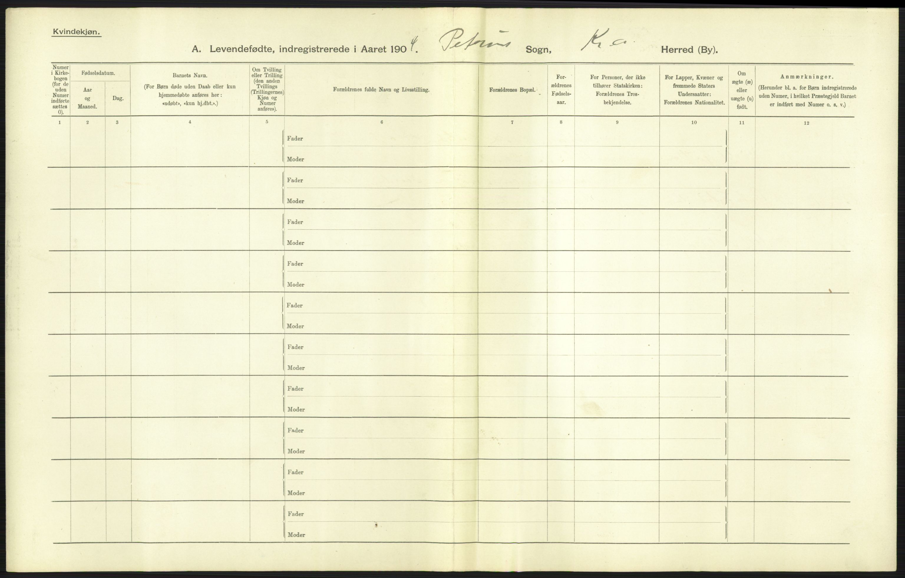 Statistisk sentralbyrå, Sosiodemografiske emner, Befolkning, AV/RA-S-2228/D/Df/Dfa/Dfab/L0003: Kristiania: Fødte, 1904, p. 689