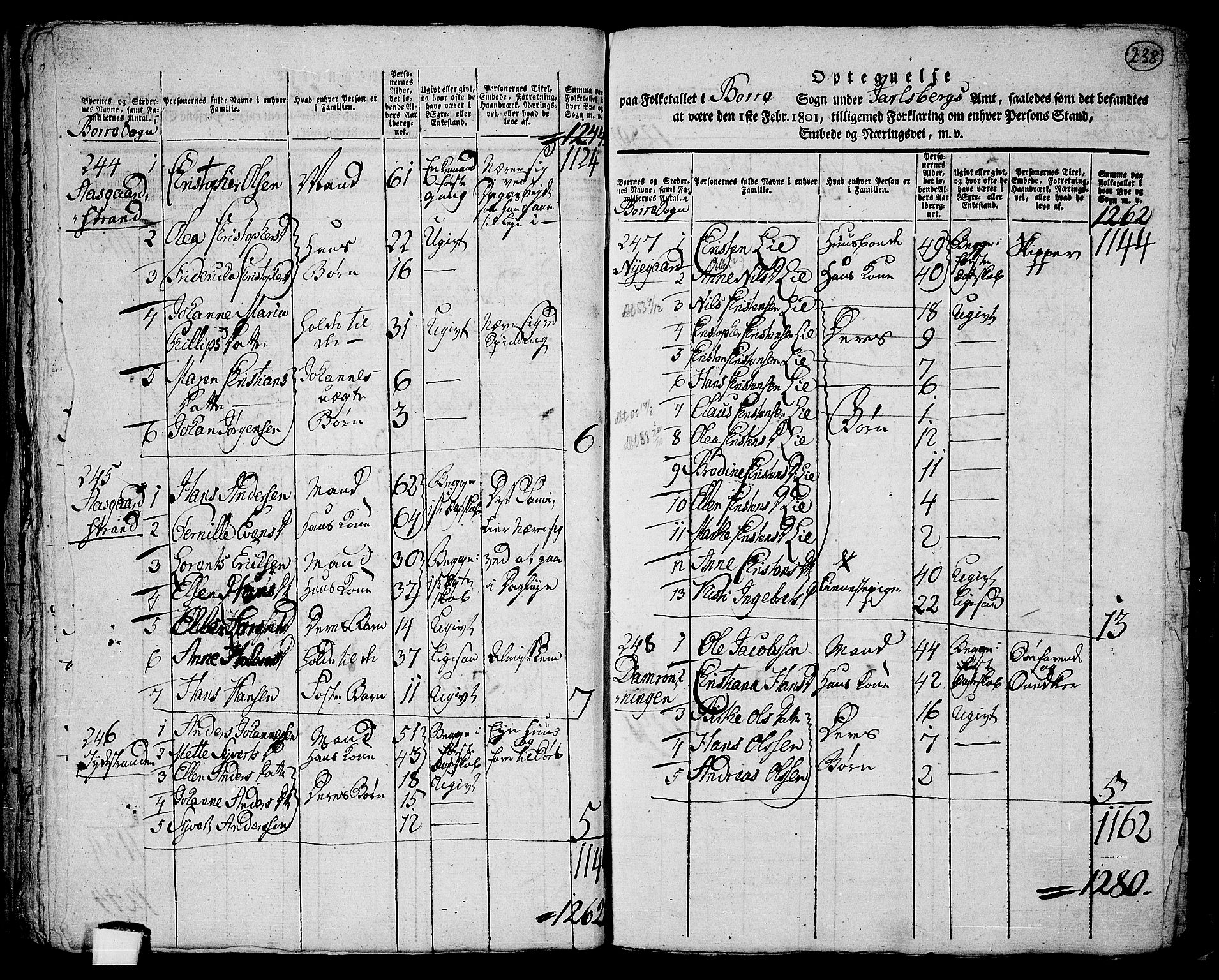 RA, 1801 census for 0717P Borre, 1801, p. 237b-238a