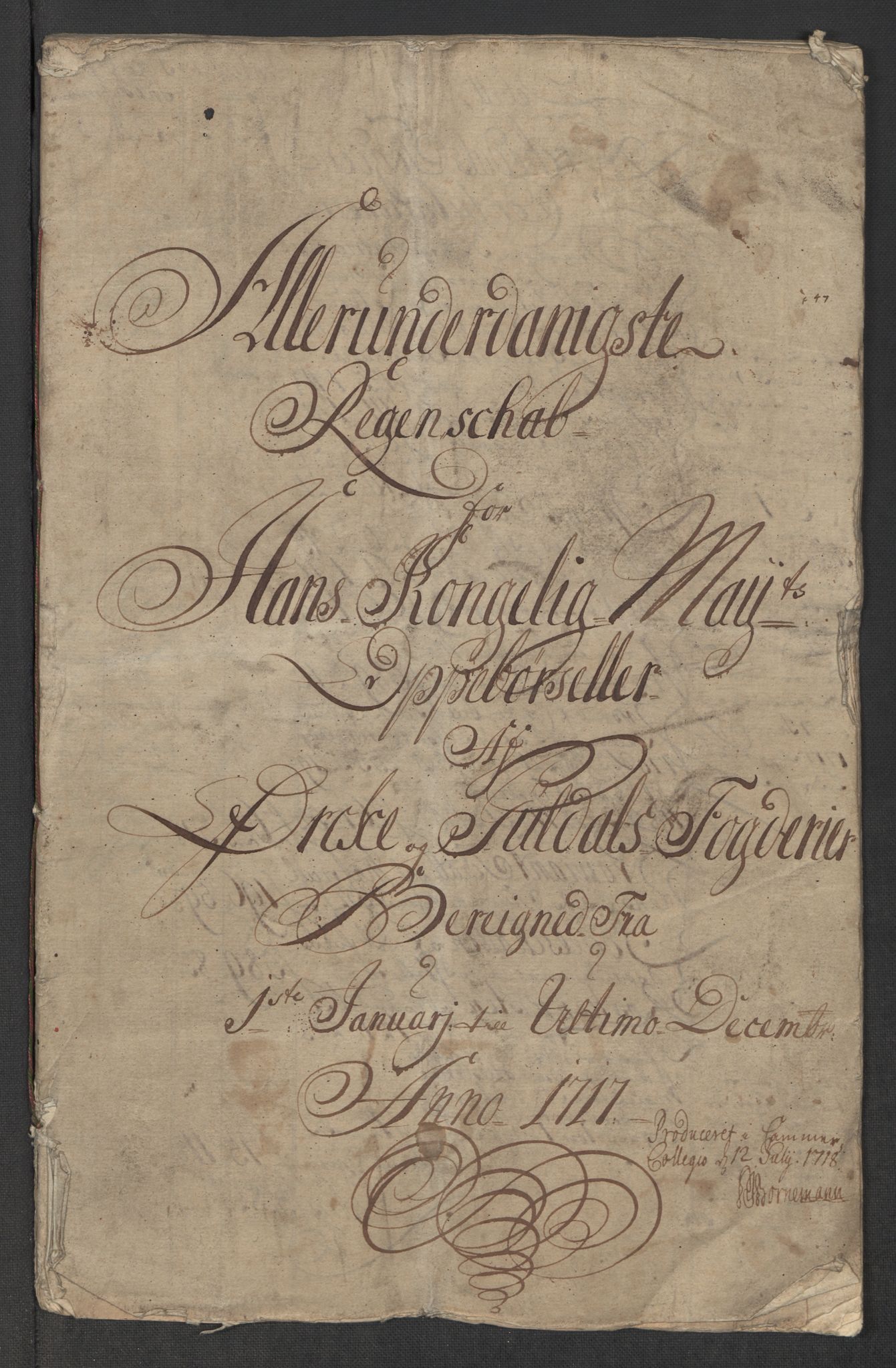 Rentekammeret inntil 1814, Reviderte regnskaper, Fogderegnskap, AV/RA-EA-4092/R60/L3969: Fogderegnskap Orkdal og Gauldal, 1717, p. 3