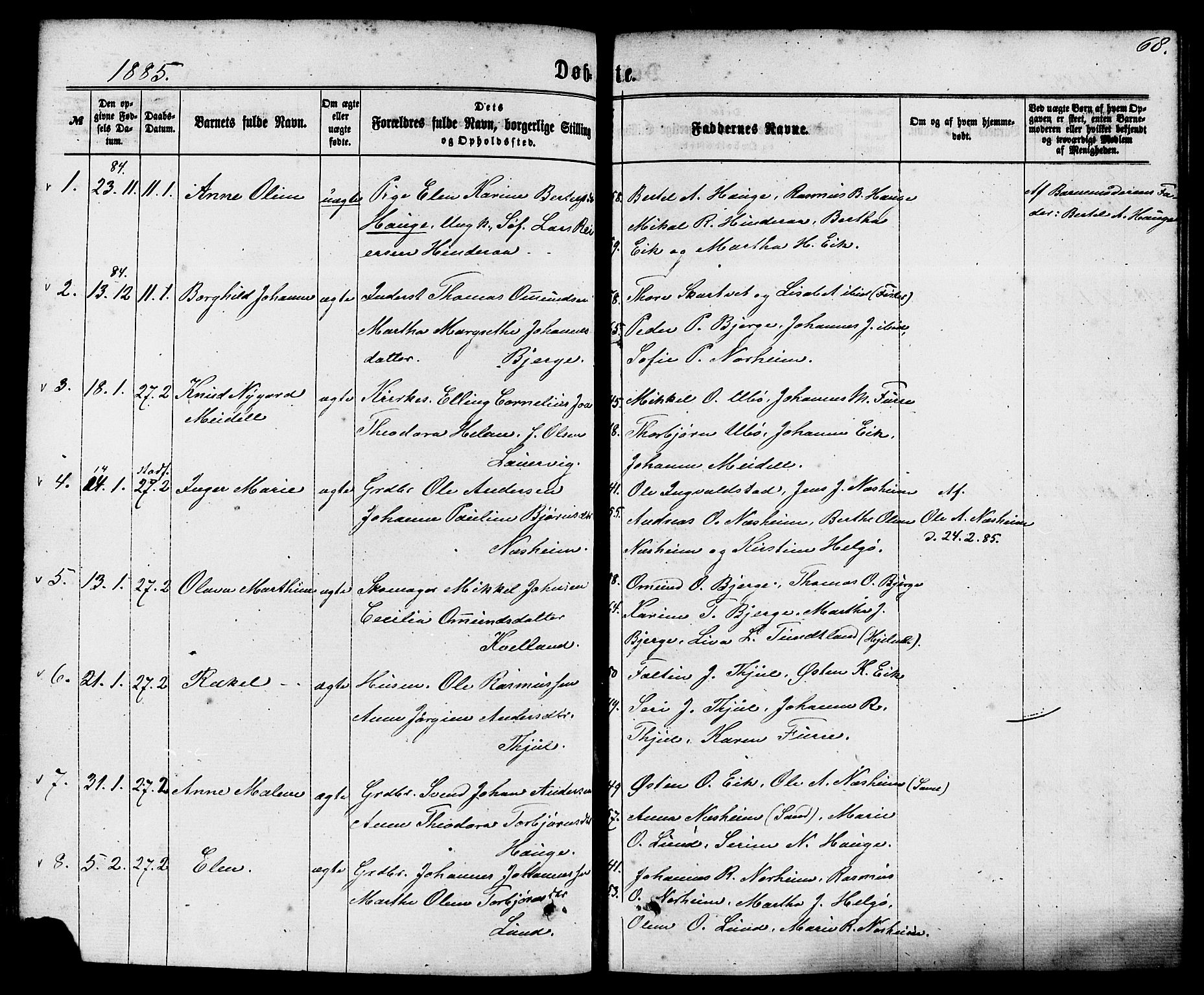 Nedstrand sokneprestkontor, AV/SAST-A-101841/01/IV: Parish register (official) no. A 10, 1861-1887, p. 68
