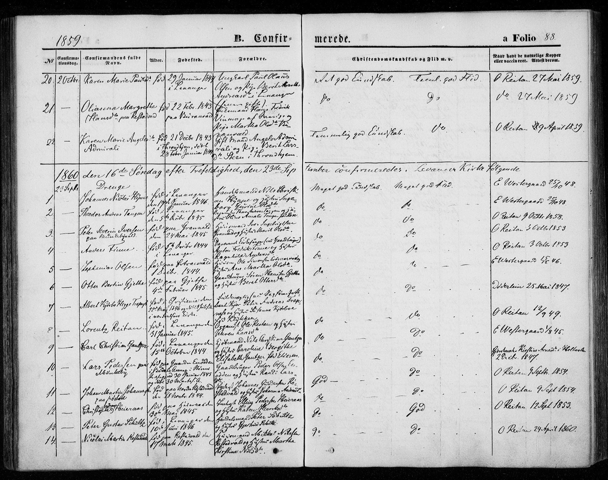 Ministerialprotokoller, klokkerbøker og fødselsregistre - Nord-Trøndelag, SAT/A-1458/720/L0184: Parish register (official) no. 720A02 /1, 1855-1863, p. 88