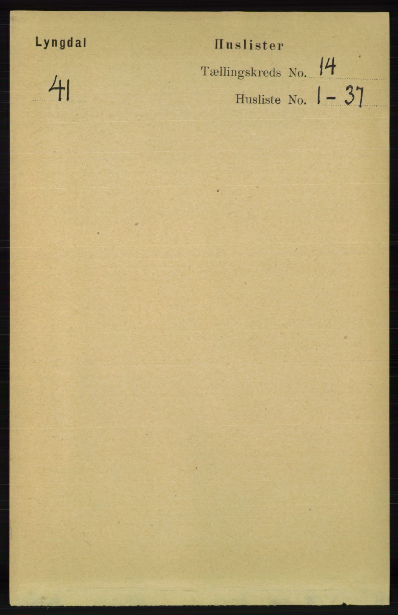 RA, 1891 census for 1032 Lyngdal, 1891, p. 5806