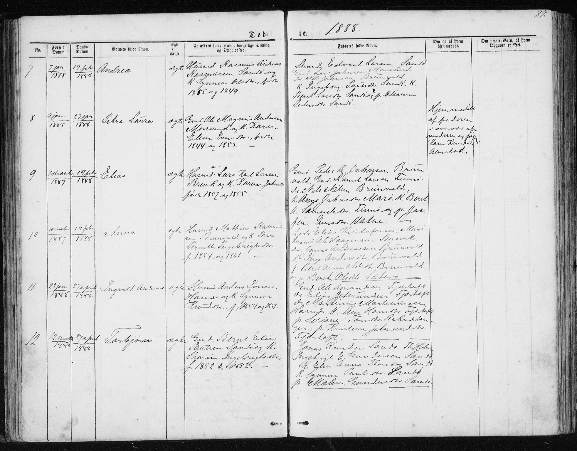 Ministerialprotokoller, klokkerbøker og fødselsregistre - Møre og Romsdal, AV/SAT-A-1454/561/L0732: Parish register (copy) no. 561C02, 1867-1900, p. 87