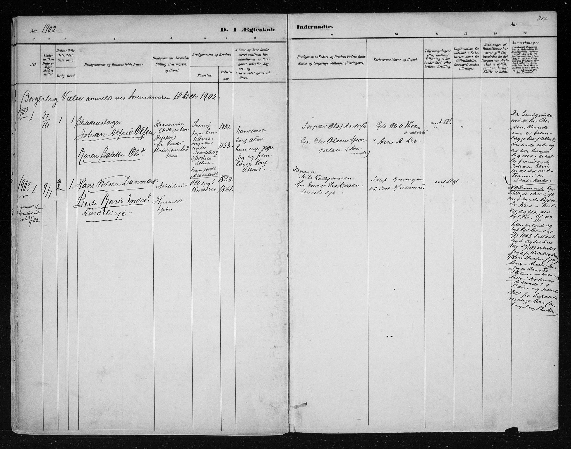 Nes kirkebøker, SAKO/A-236/F/Fa/L0011: Parish register (official) no. 11, 1881-1912, p. 314