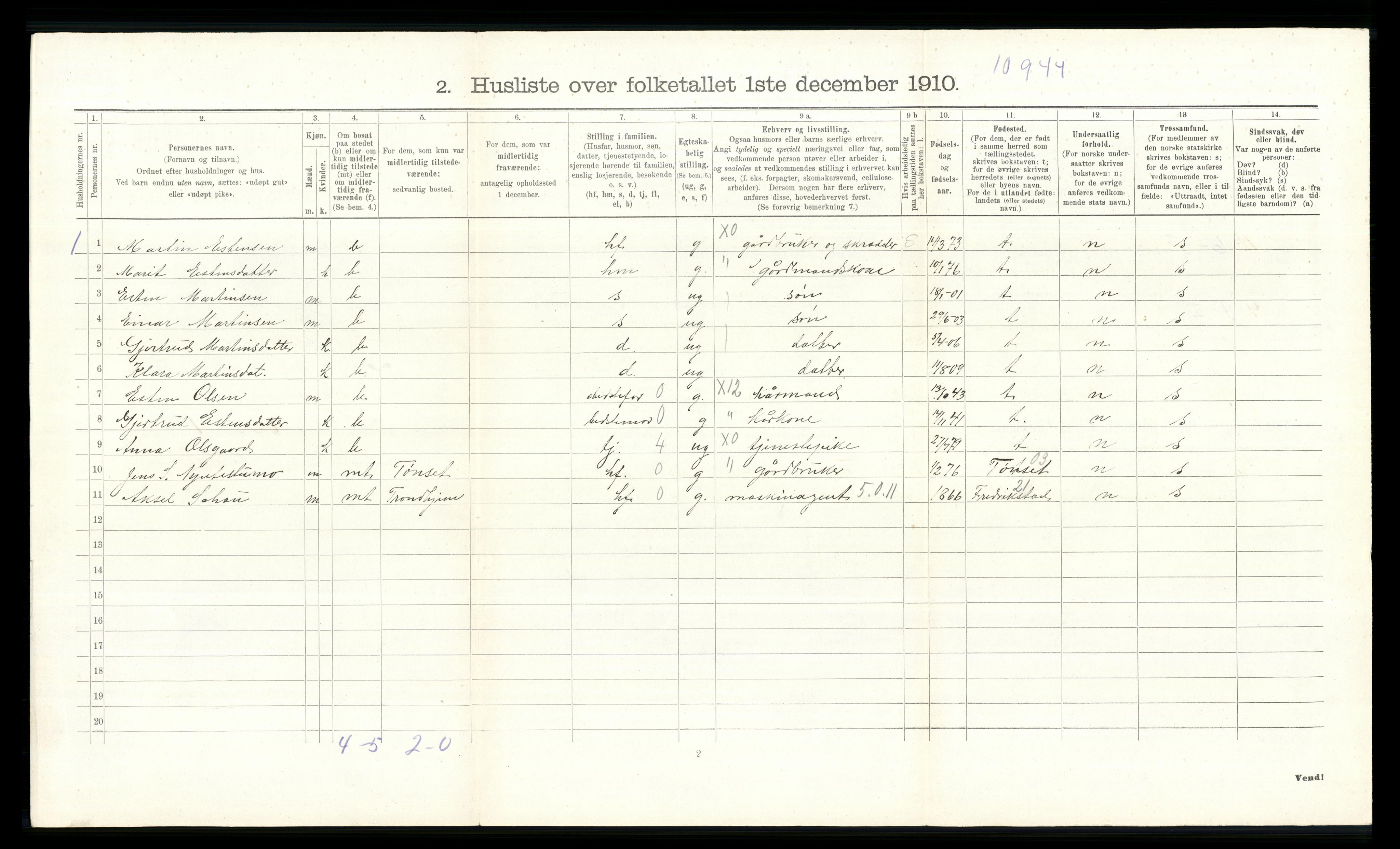 RA, 1910 census for Tolga, 1910, p. 543