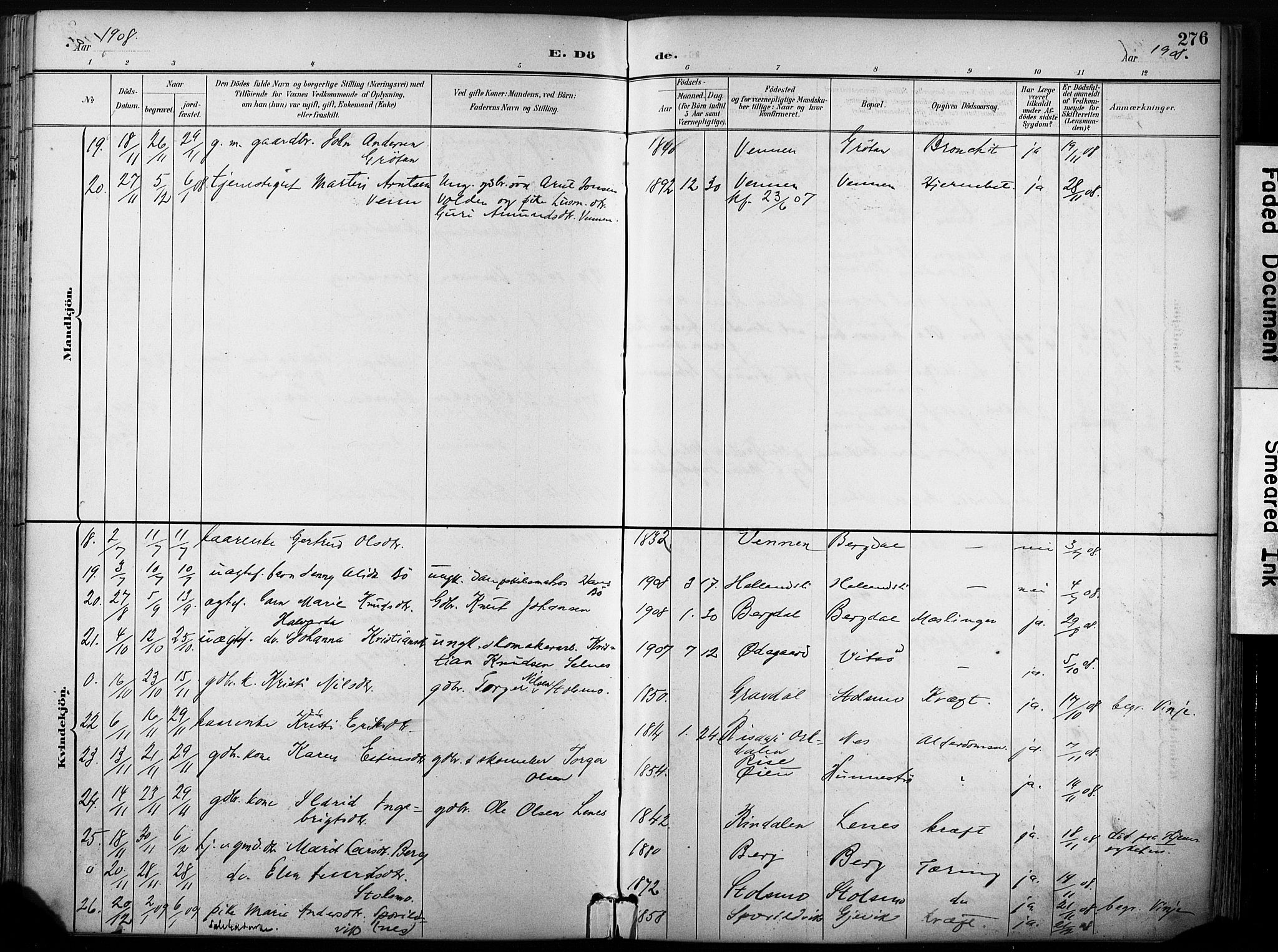 Ministerialprotokoller, klokkerbøker og fødselsregistre - Sør-Trøndelag, SAT/A-1456/630/L0497: Parish register (official) no. 630A10, 1896-1910, p. 276