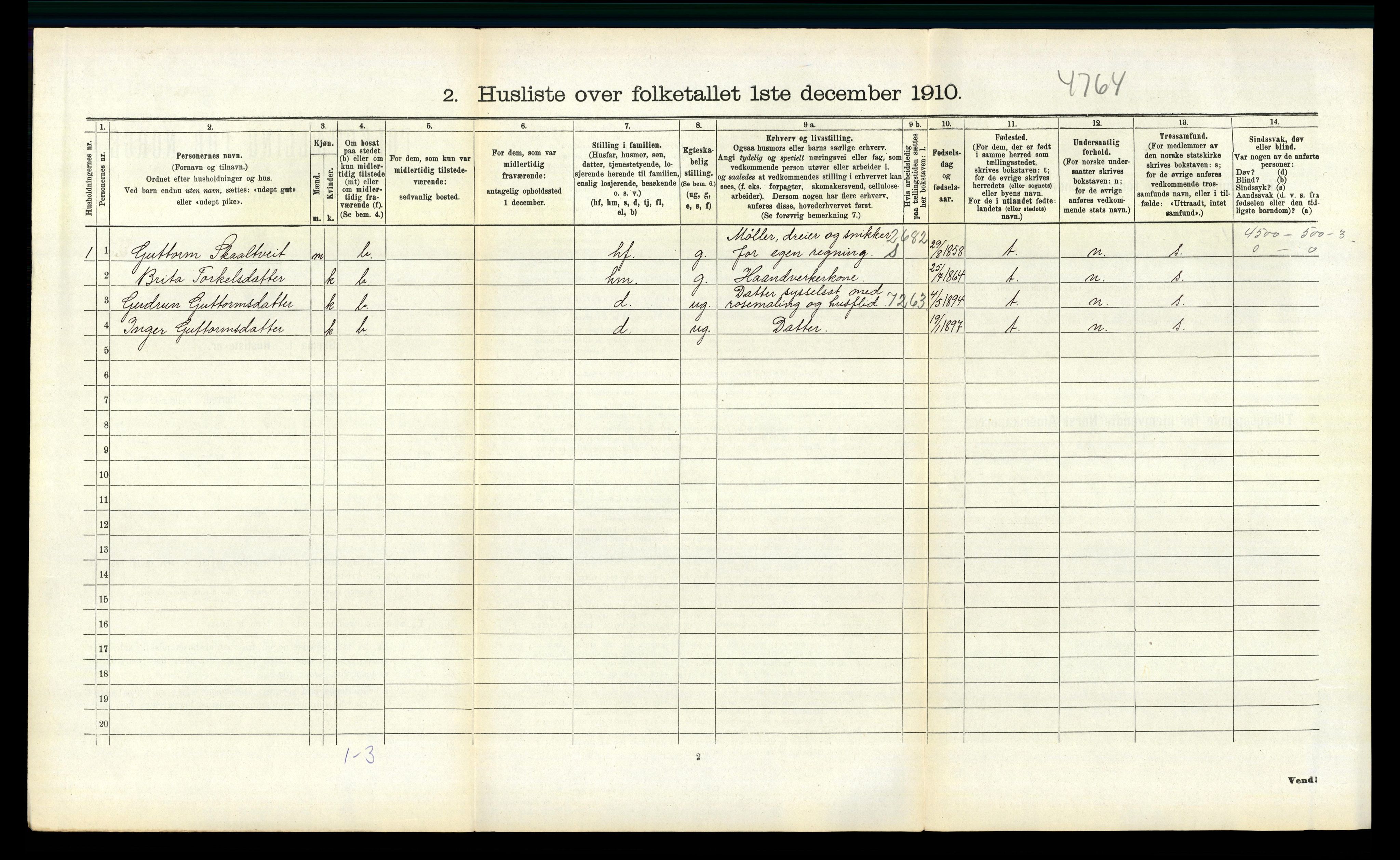 RA, 1910 census for Ullensvang, 1910, p. 1130