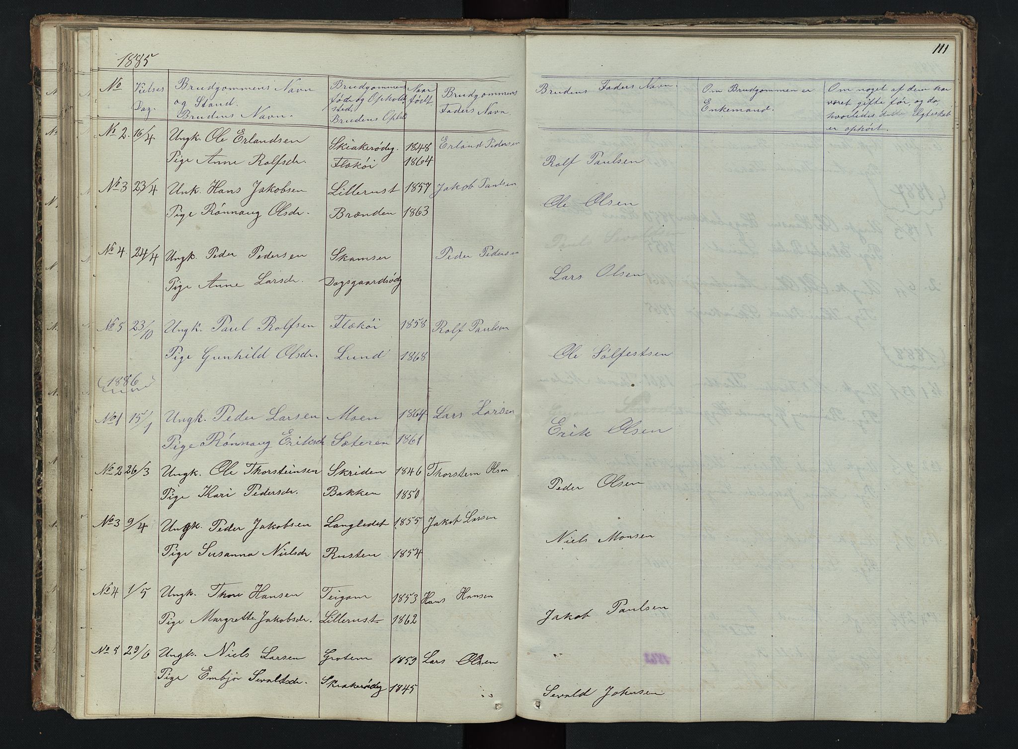 Skjåk prestekontor, SAH/PREST-072/H/Ha/Hab/L0002: Parish register (copy) no. 2, 1867-1894, p. 111