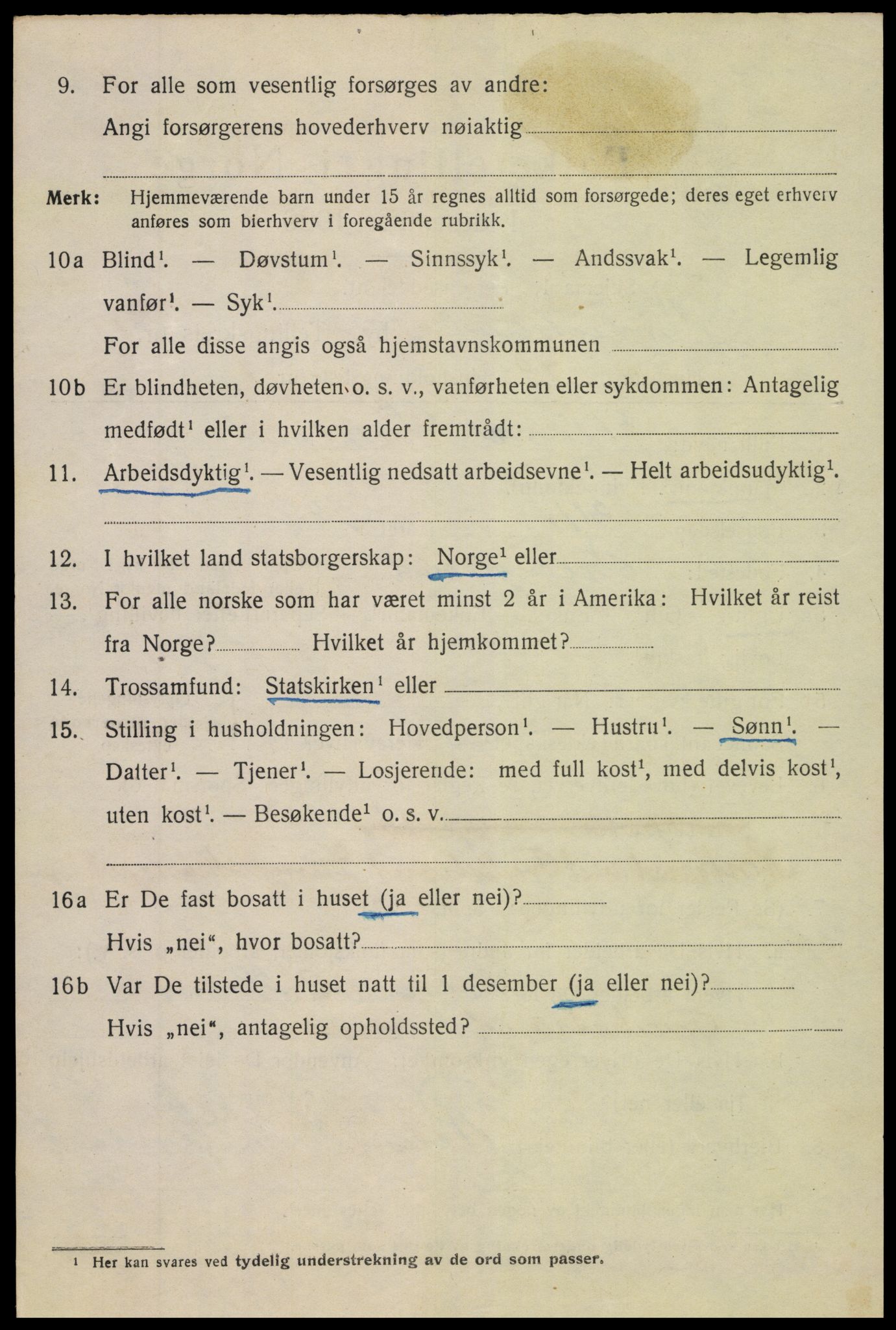 SAK, 1920 census for Tvedestrand, 1920, p. 2210