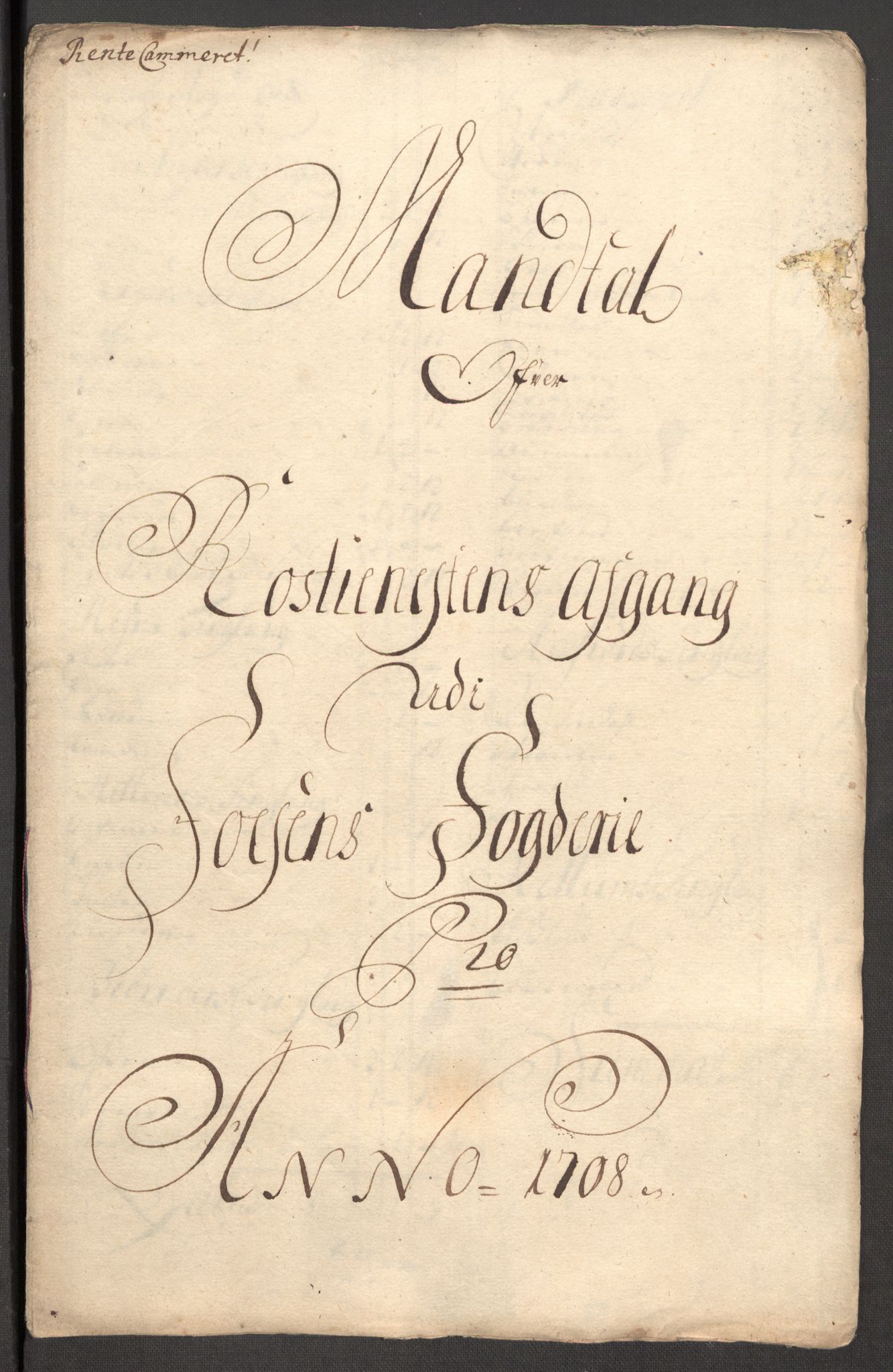 Rentekammeret inntil 1814, Reviderte regnskaper, Fogderegnskap, AV/RA-EA-4092/R57/L3858: Fogderegnskap Fosen, 1708-1709, p. 186