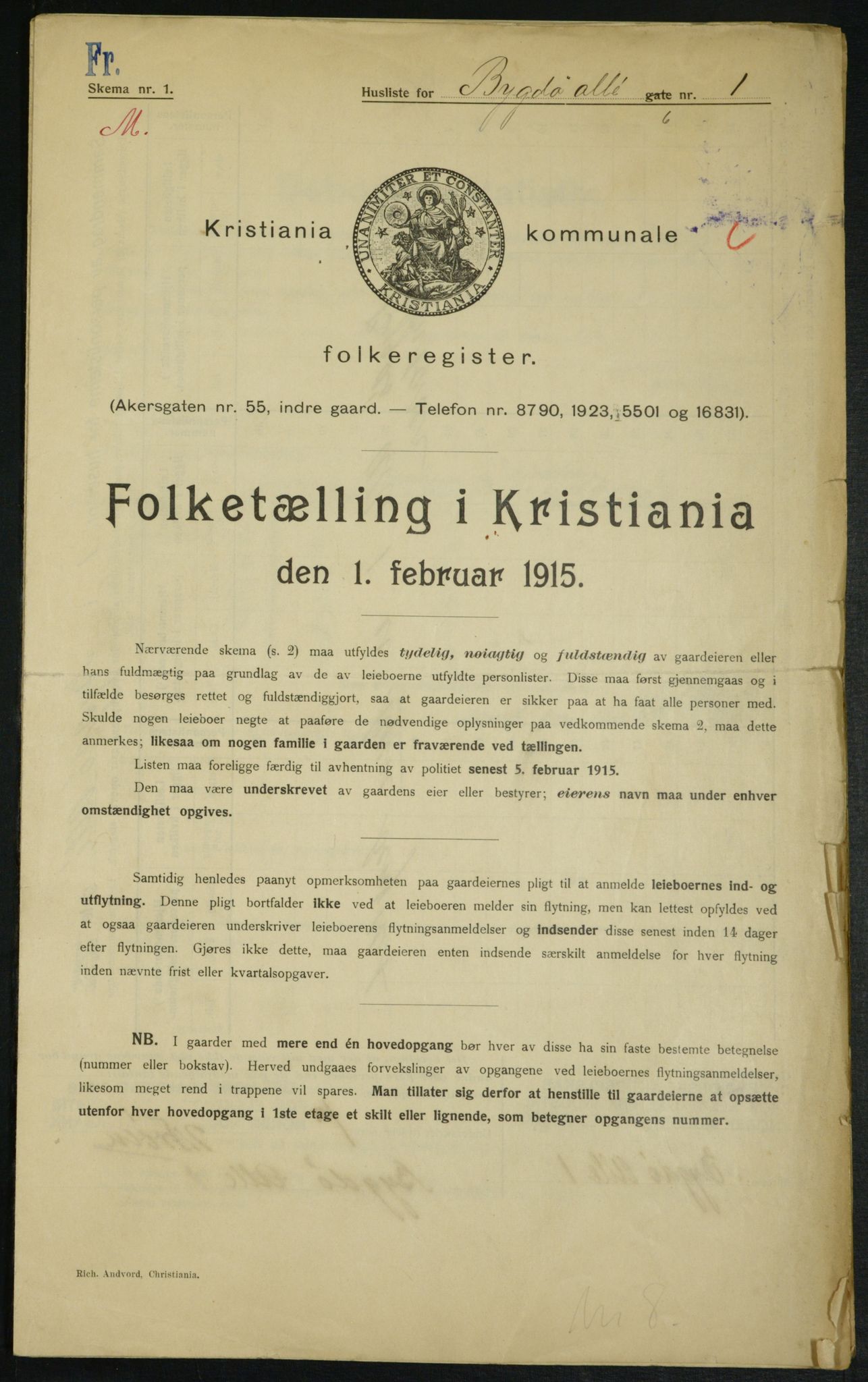 OBA, Municipal Census 1915 for Kristiania, 1915, p. 10182