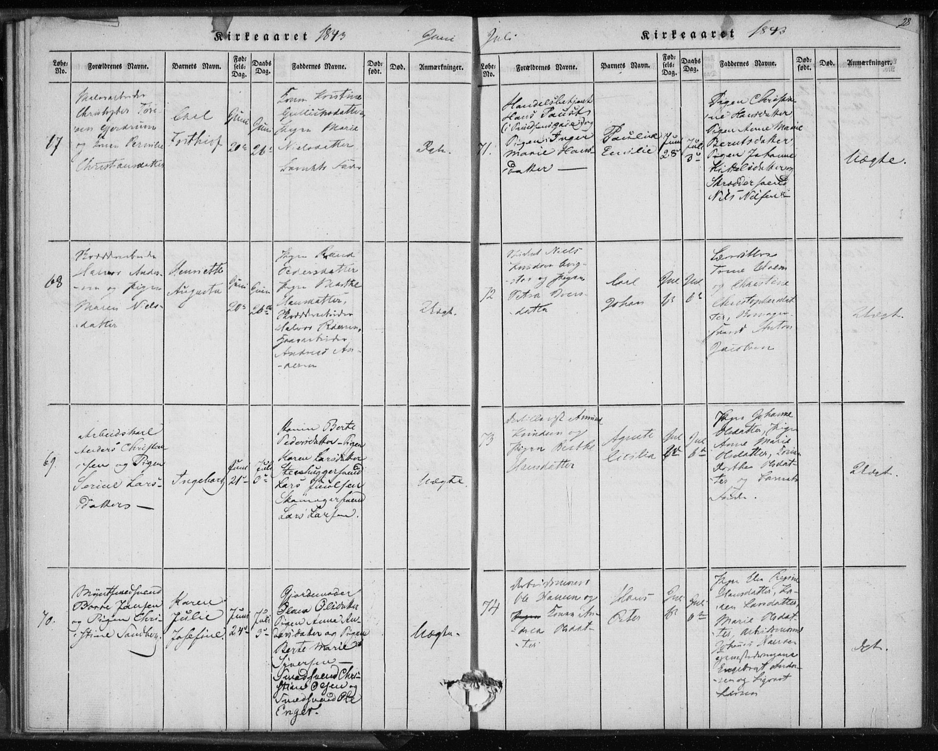 Rikshospitalet prestekontor Kirkebøker, AV/SAO-A-10309b/K/L0001/0002: Baptism register no. 1.2, 1842-1847, p. 27