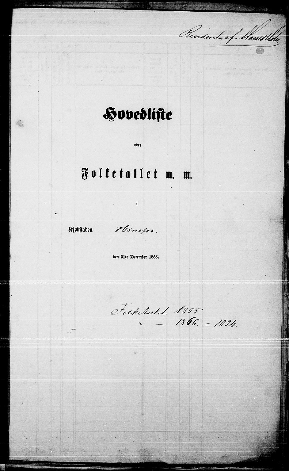 RA, 1865 census for Norderhov/Hønefoss, 1865, p. 3