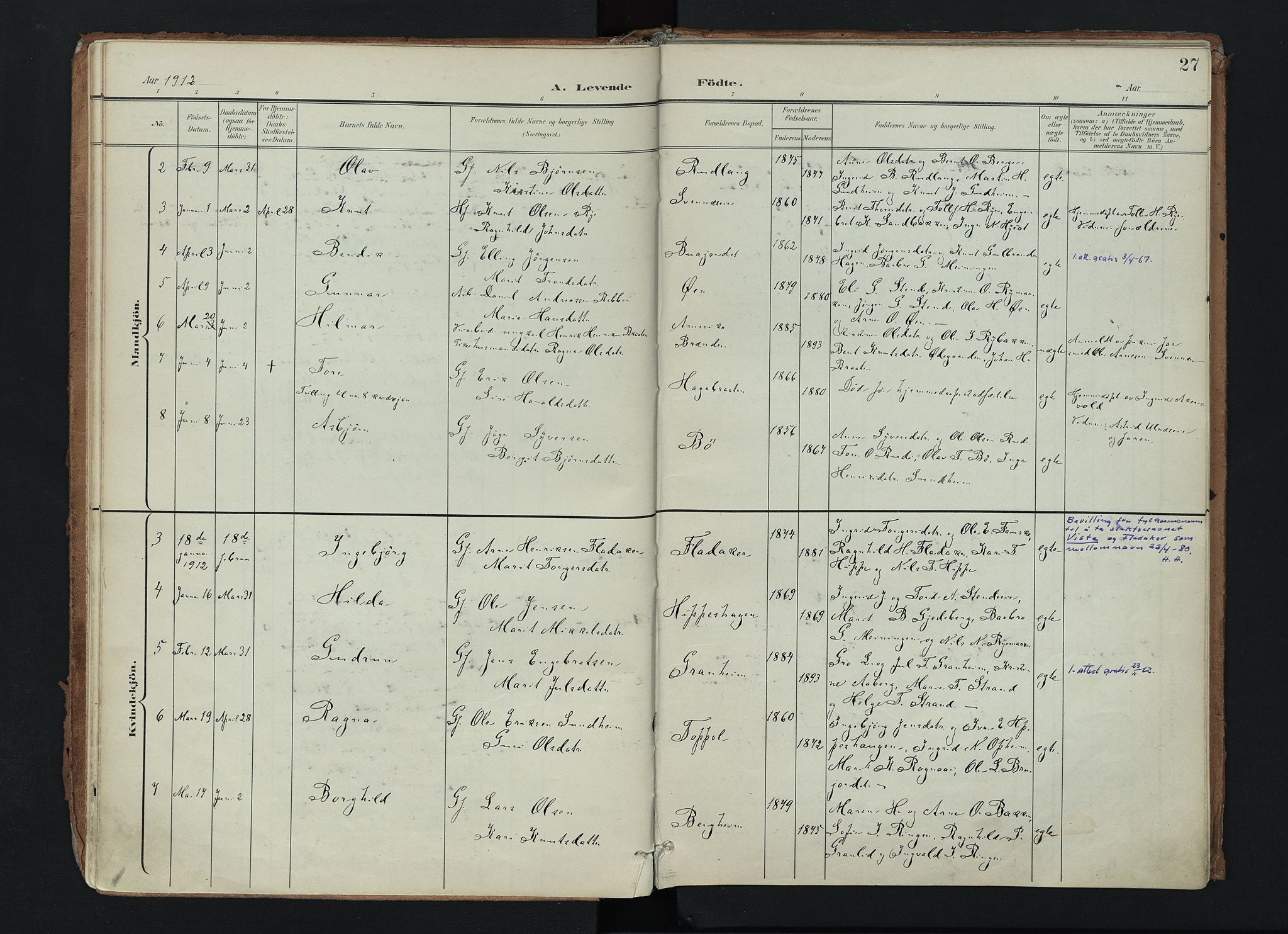 Nord-Aurdal prestekontor, SAH/PREST-132/H/Ha/Haa/L0017: Parish register (official) no. 17, 1897-1926, p. 27