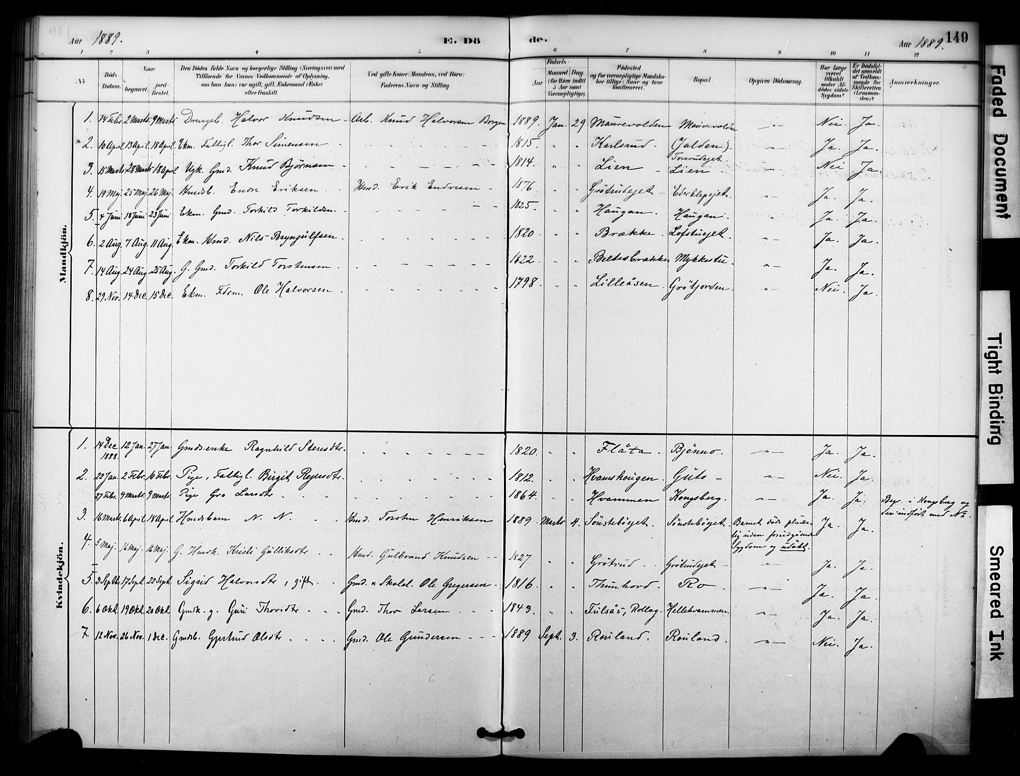 Nore kirkebøker, SAKO/A-238/F/Fc/L0004: Parish register (official) no. III 4, 1885-1898, p. 149