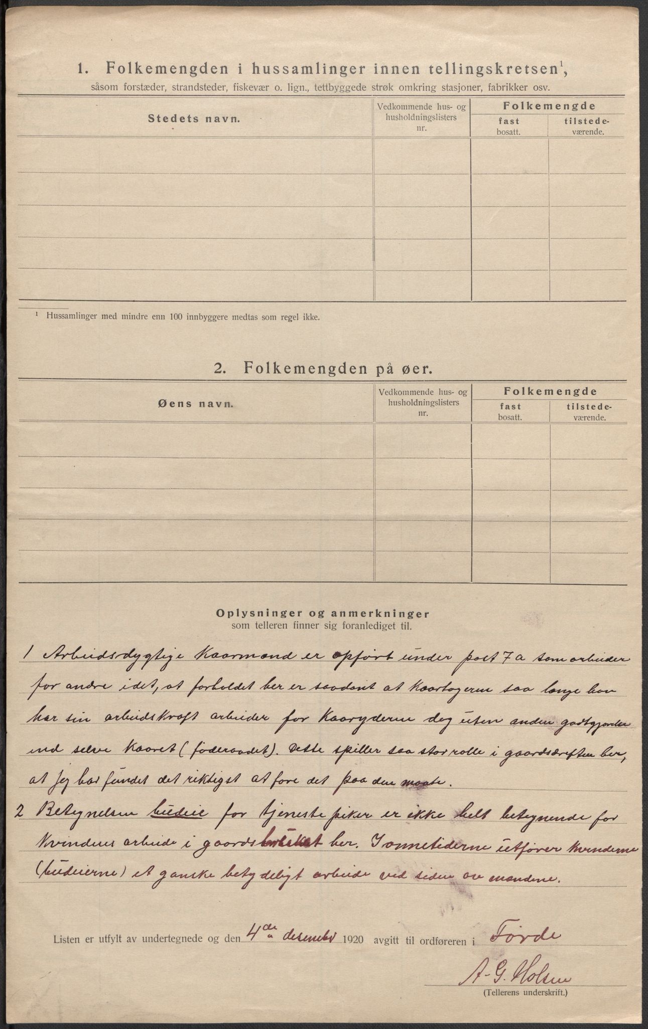 SAB, 1920 census for Førde, 1920, p. 13