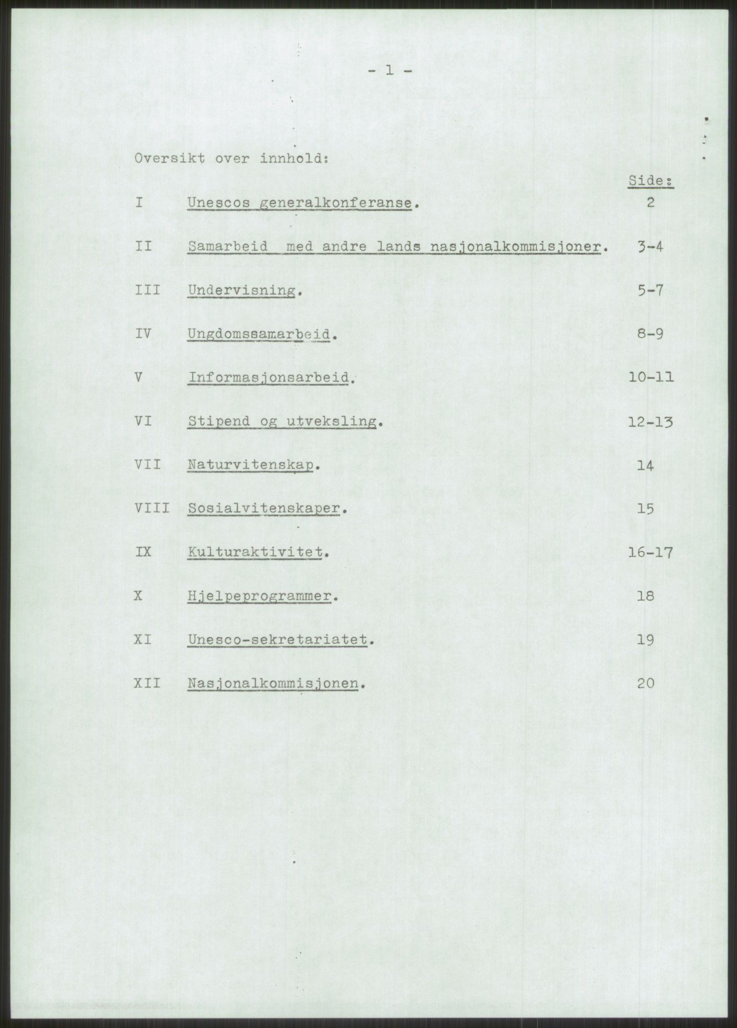 Den norske nasjonalkommisjonen for UNESCO, RA/S-1730/A/Ad/L0001: --, 1953-1981