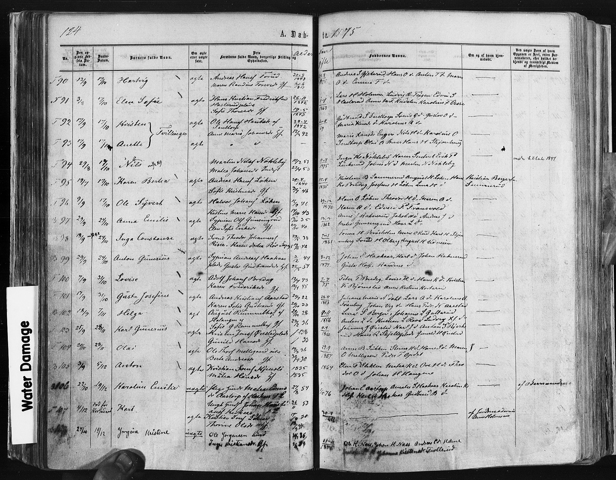 Trøgstad prestekontor Kirkebøker, SAO/A-10925/F/Fa/L0009: Parish register (official) no. I 9, 1865-1877, p. 124