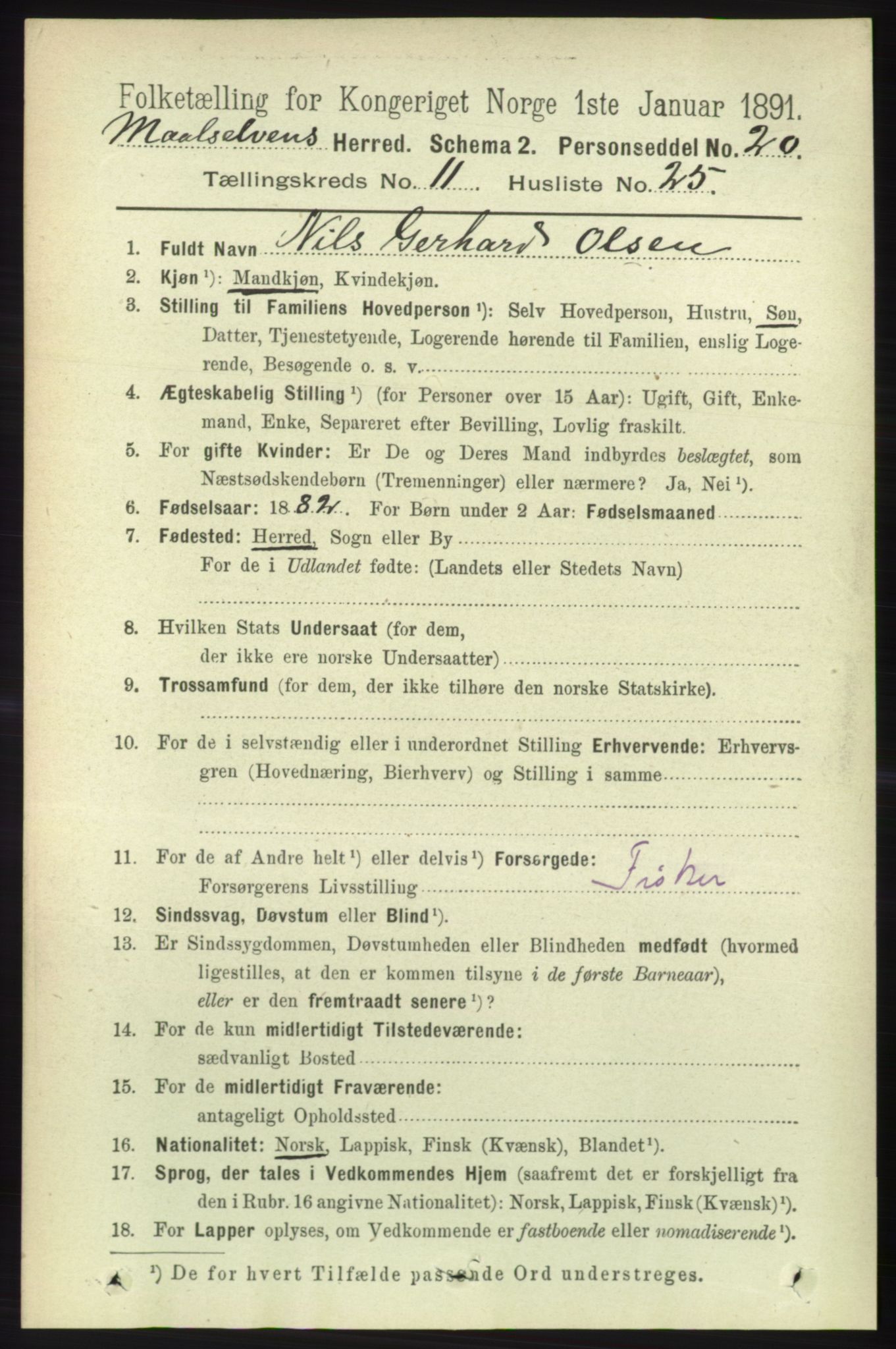 RA, 1891 census for 1924 Målselv, 1891, p. 3448