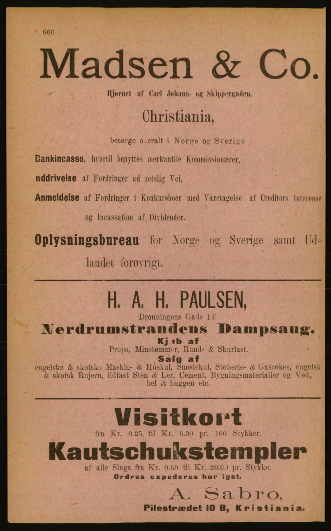 Kristiania/Oslo adressebok, PUBL/-, 1889, p. 660