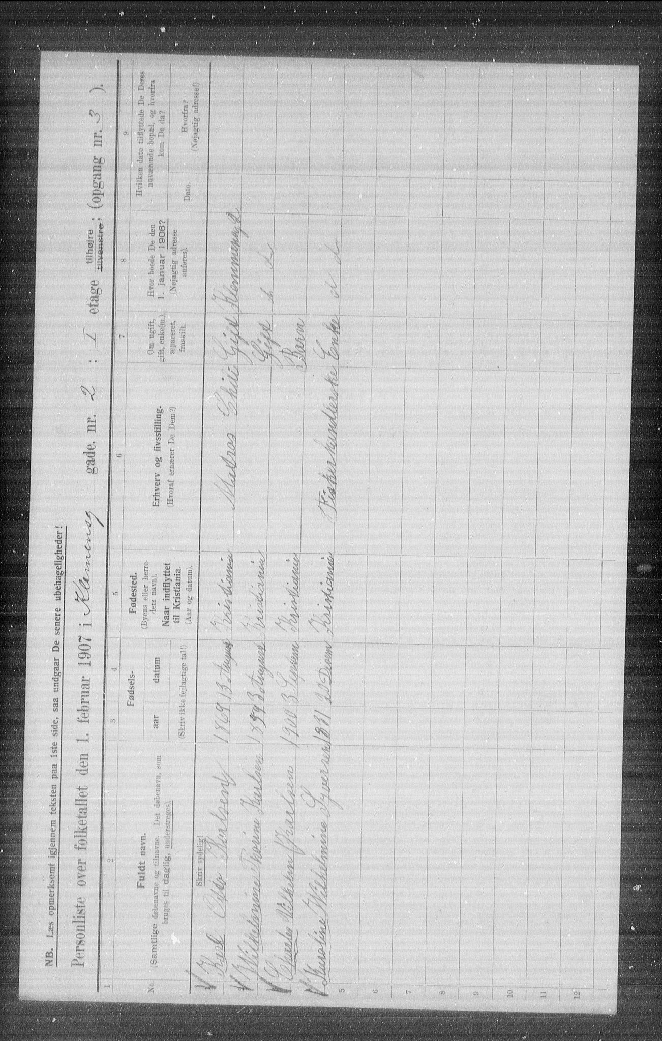 OBA, Municipal Census 1907 for Kristiania, 1907, p. 26345