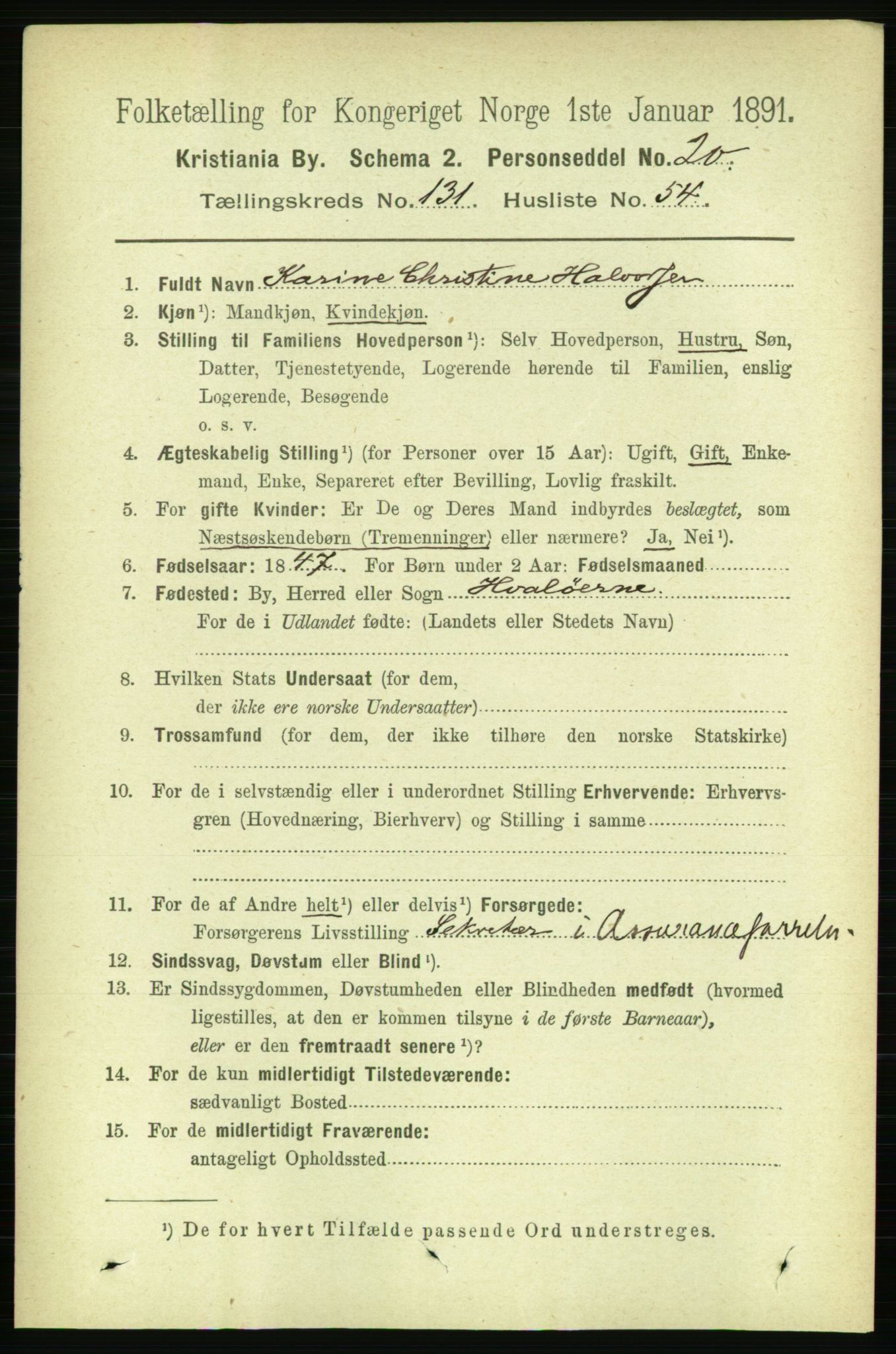 RA, 1891 census for 0301 Kristiania, 1891, p. 71416
