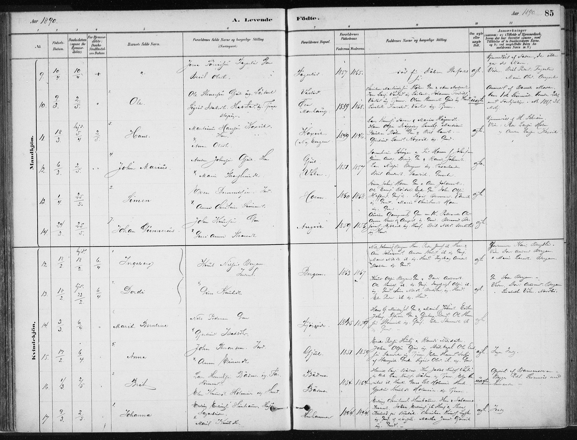 Ministerialprotokoller, klokkerbøker og fødselsregistre - Møre og Romsdal, AV/SAT-A-1454/586/L0987: Parish register (official) no. 586A13, 1879-1892, p. 85