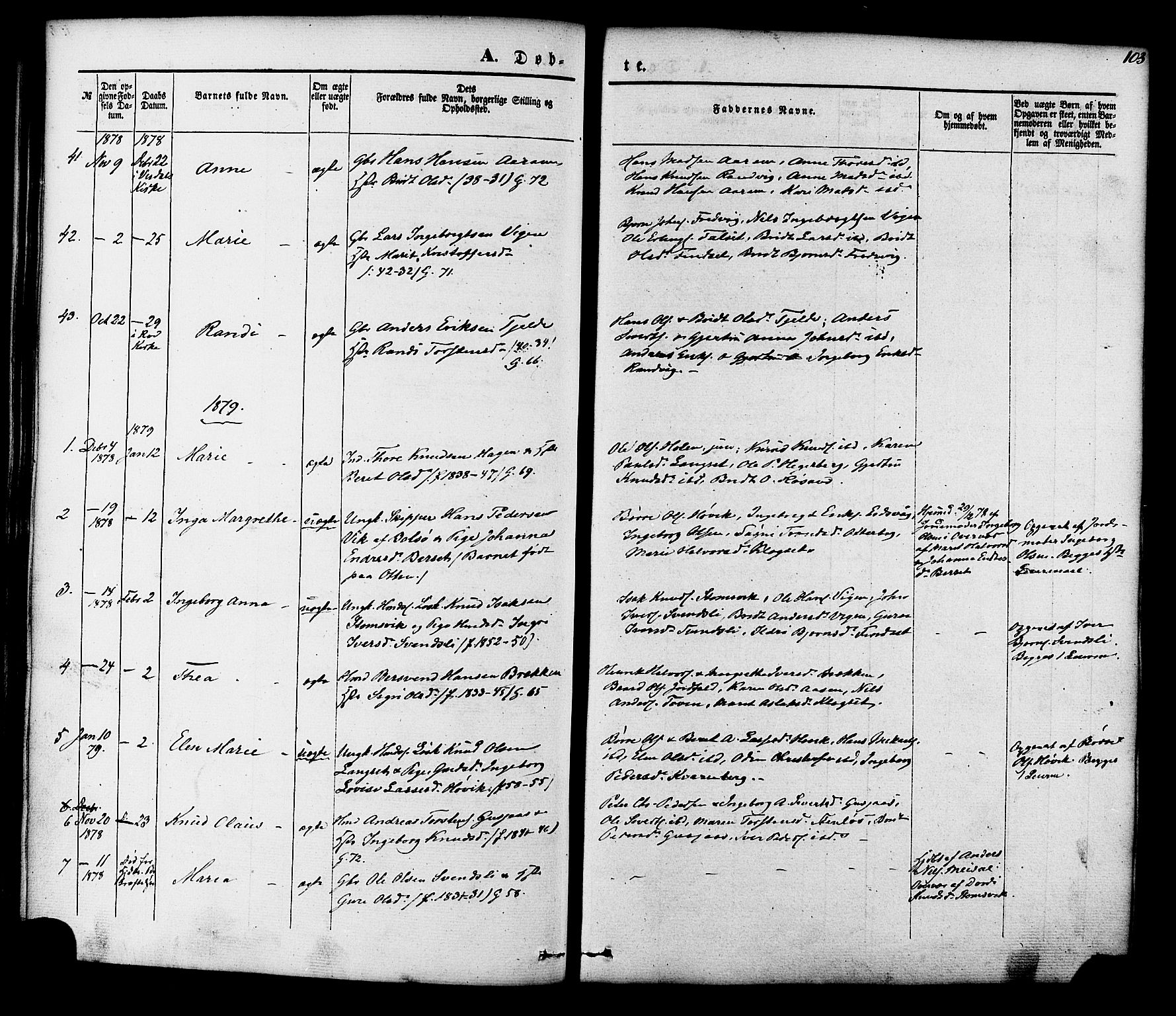 Ministerialprotokoller, klokkerbøker og fødselsregistre - Møre og Romsdal, AV/SAT-A-1454/551/L0625: Parish register (official) no. 551A05, 1846-1879, p. 103