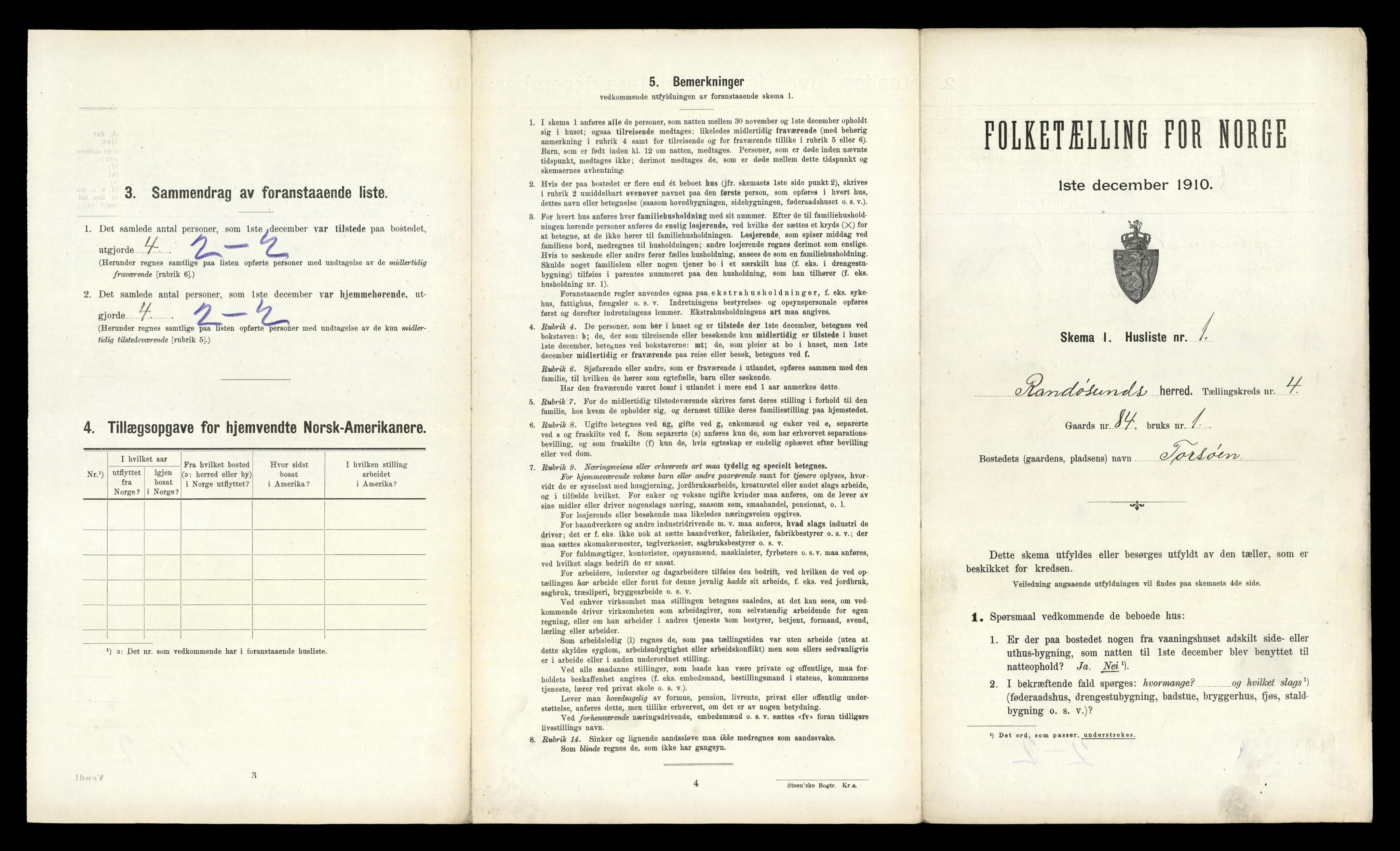 RA, 1910 census for Randesund, 1910, p. 278