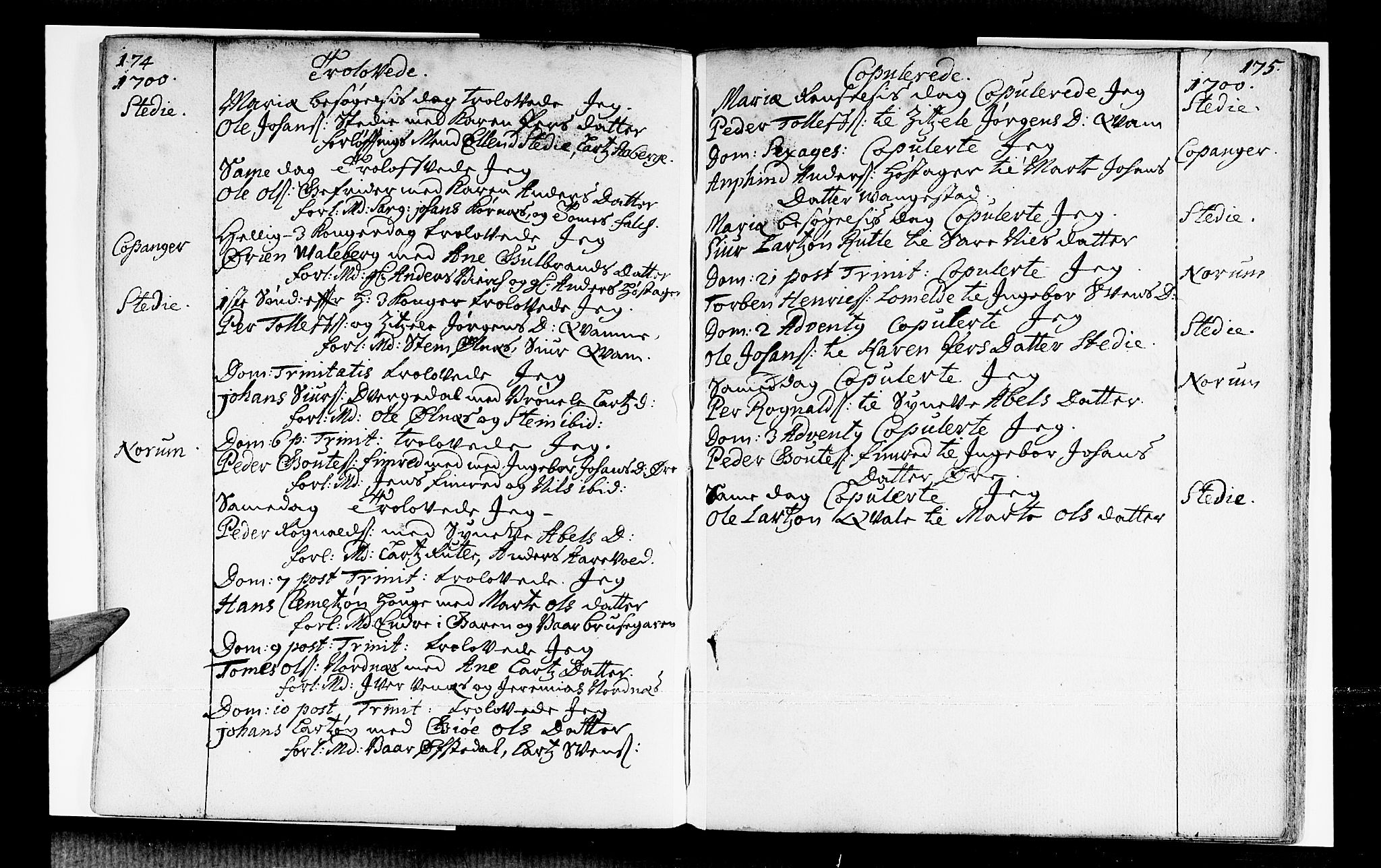 Sogndal sokneprestembete, SAB/A-81301/H/Haa/Haaa/L0001: Parish register (official) no. A 1, 1689-1713, p. 174-175