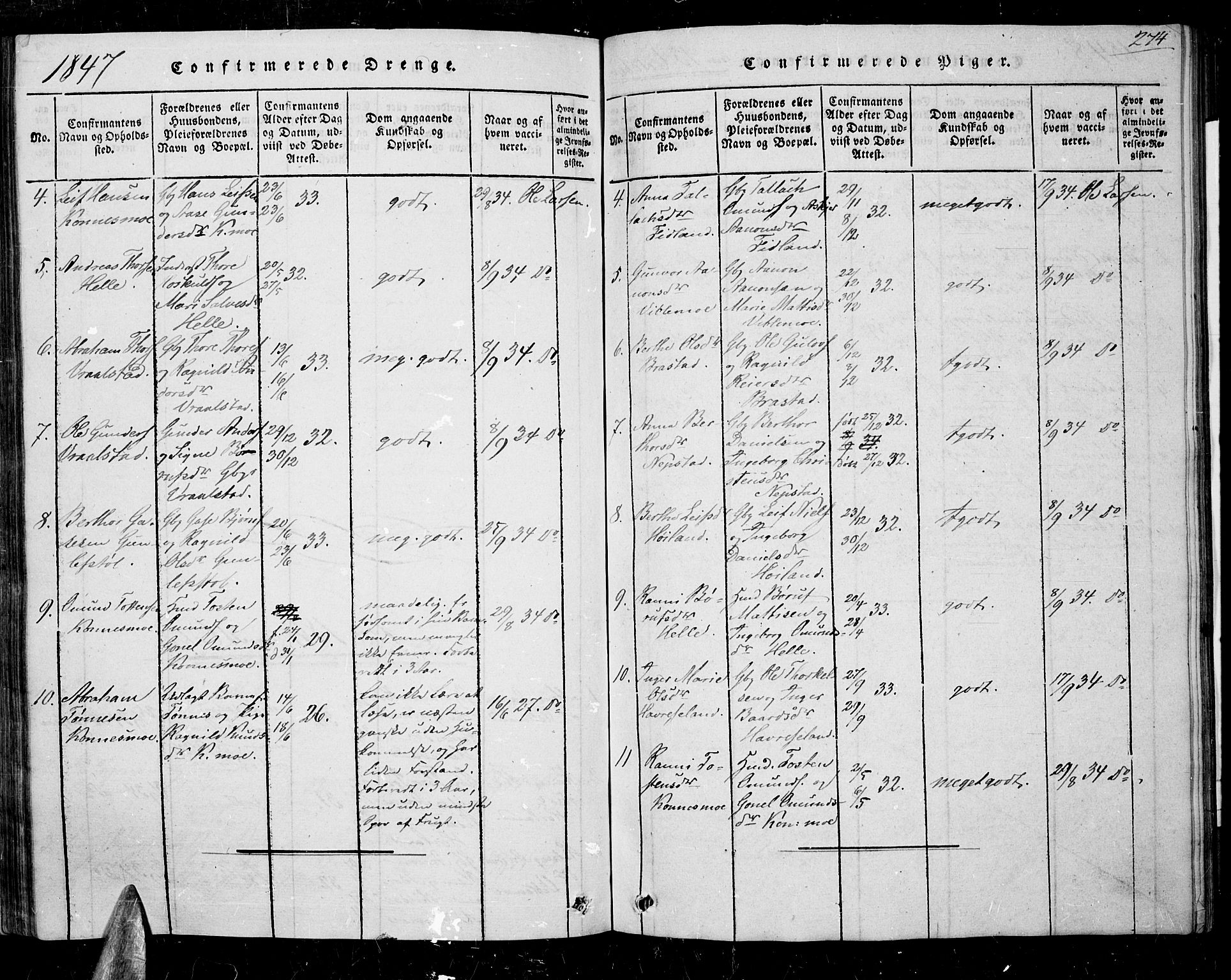 Nord-Audnedal sokneprestkontor, AV/SAK-1111-0032/F/Fa/Faa/L0001: Parish register (official) no. A 1, 1815-1856, p. 274