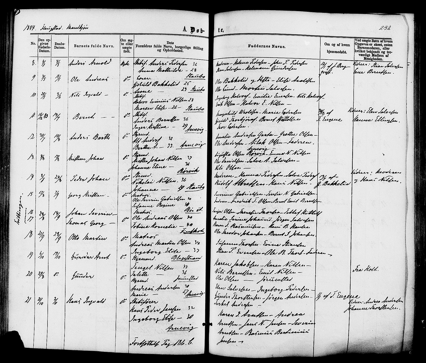 Dypvåg sokneprestkontor, SAK/1111-0007/F/Fa/Faa/L0007: Parish register (official) no. A 7 /2, 1877-1884, p. 232