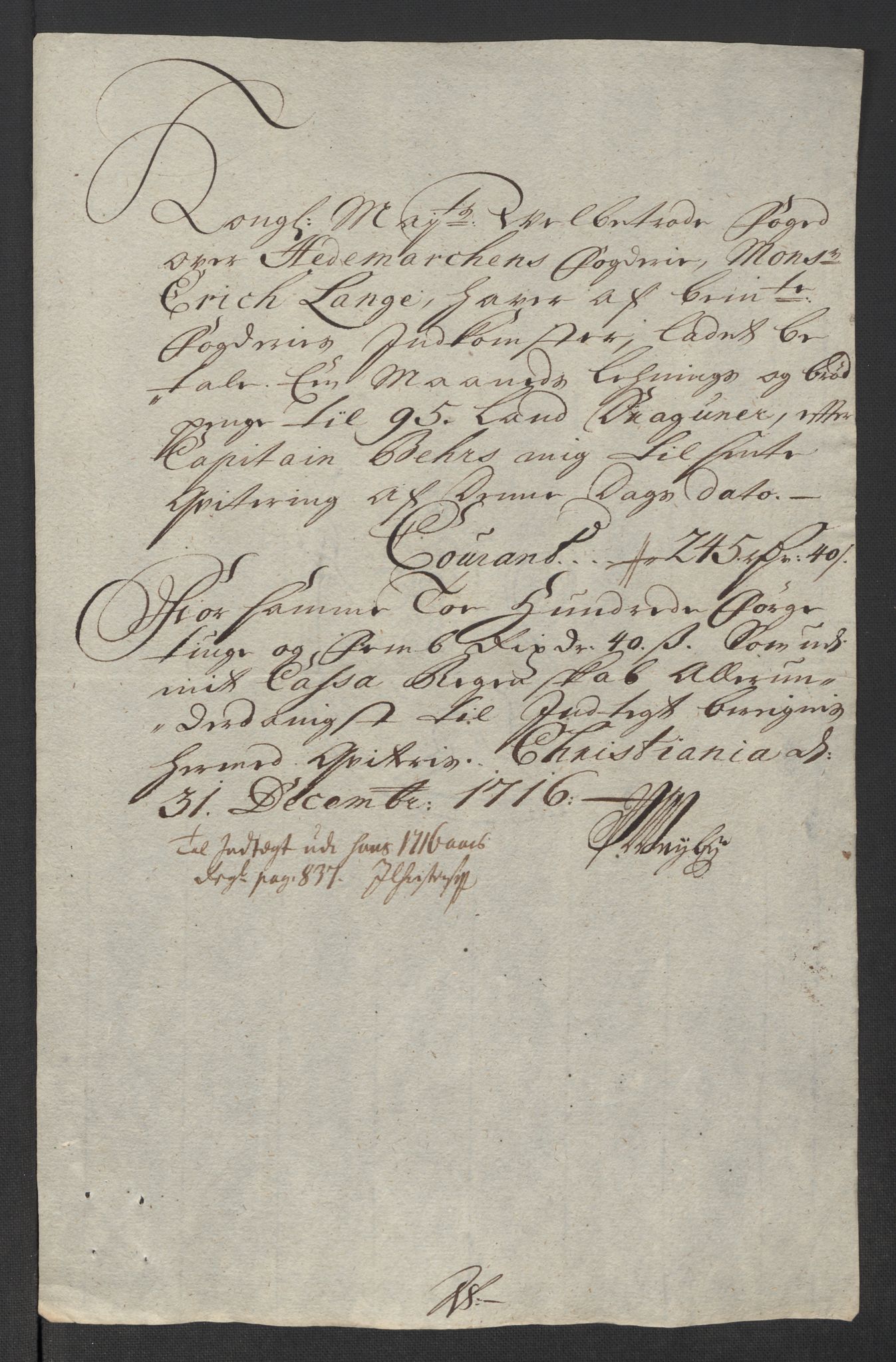 Rentekammeret inntil 1814, Reviderte regnskaper, Fogderegnskap, AV/RA-EA-4092/R16/L1055: Fogderegnskap Hedmark, 1716, p. 389