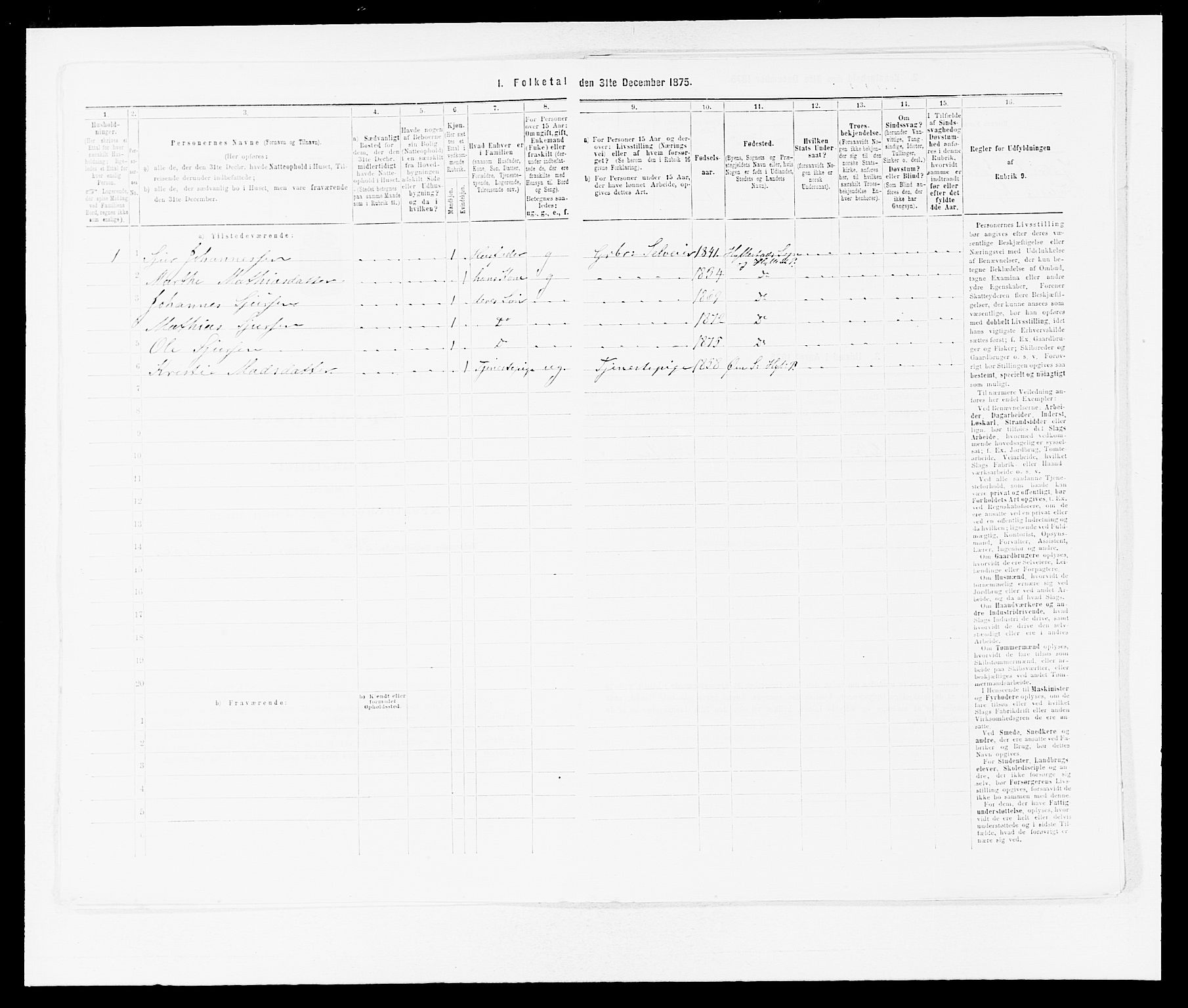 SAB, 1875 census for 1413P Hyllestad, 1875, p. 339