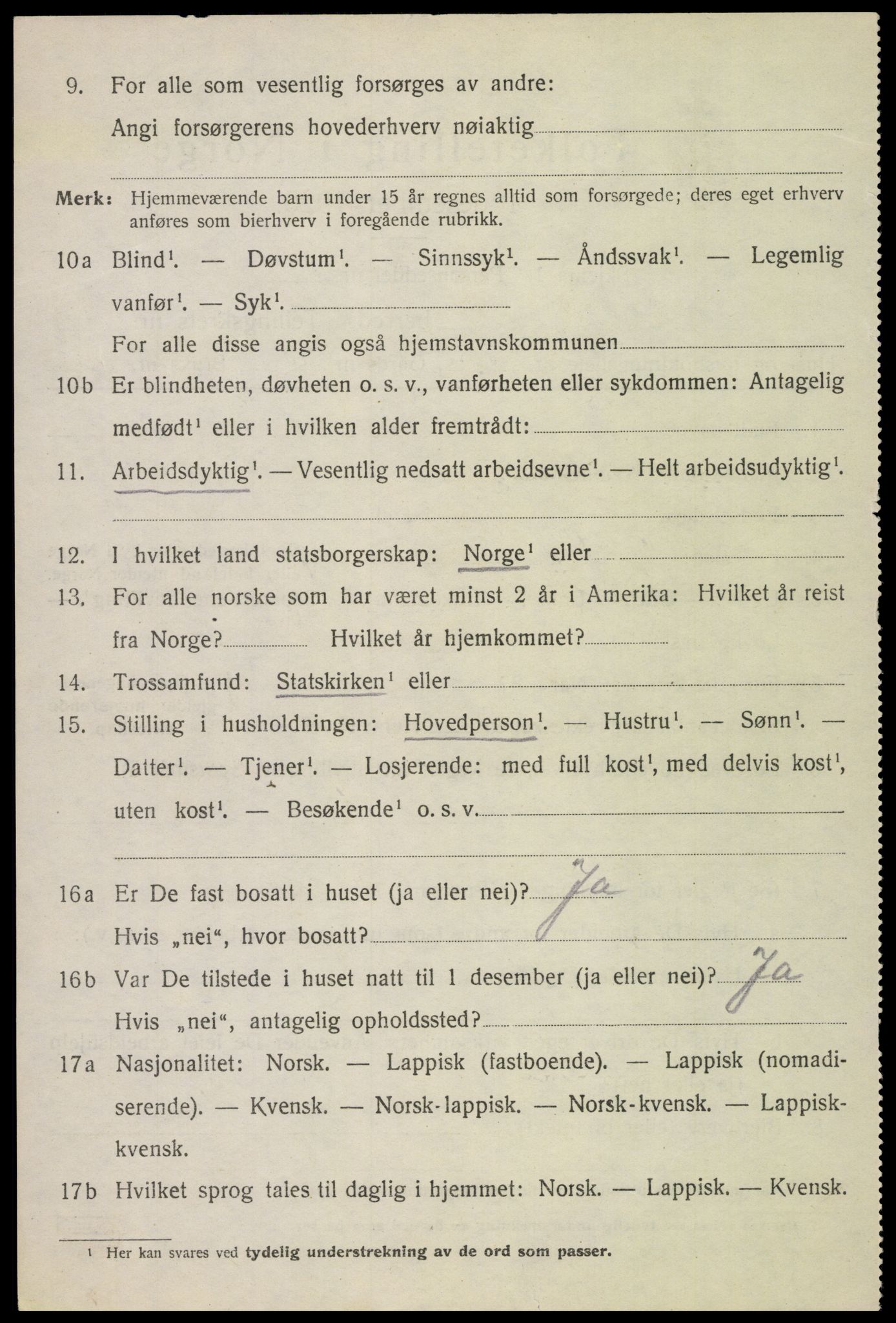 SAT, 1920 census for Gimsøy, 1920, p. 3566