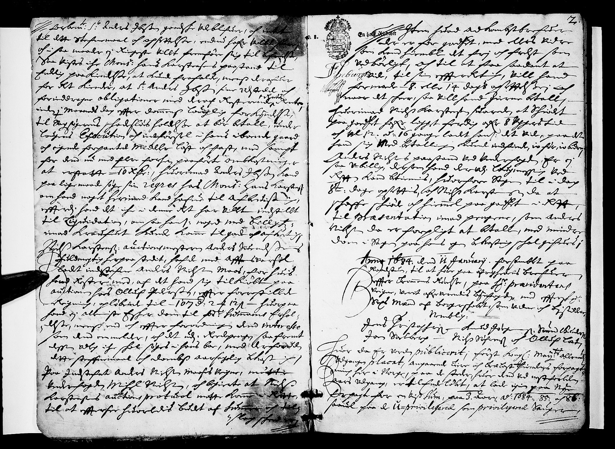 Drammen byfogd, AV/SAKO-A-222/F/Fa/L0015: Tingbok for Bragernes, 1684, p. 1b-2a