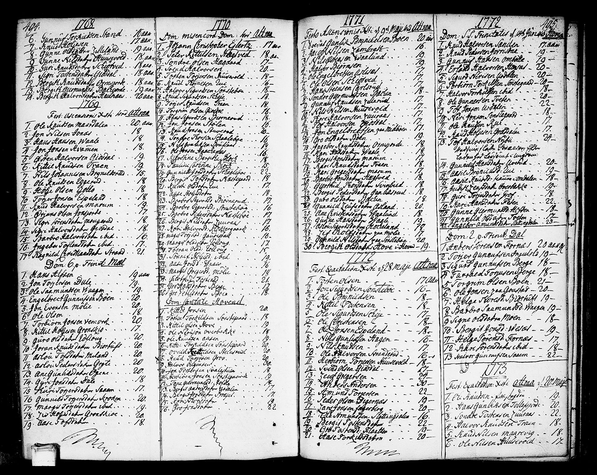 Tinn kirkebøker, SAKO/A-308/F/Fa/L0002: Parish register (official) no. I 2, 1757-1810, p. 494-495