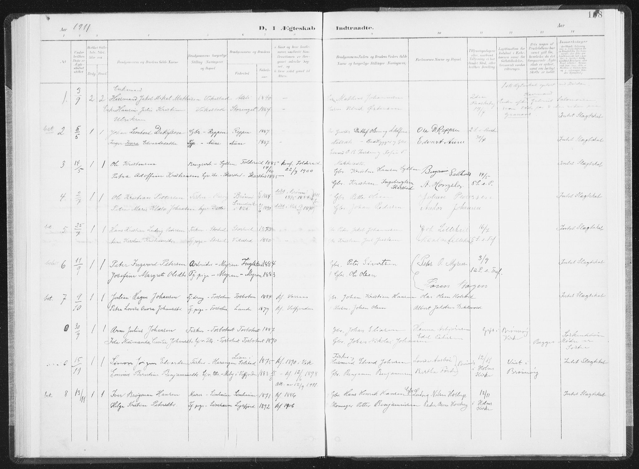 Ministerialprotokoller, klokkerbøker og fødselsregistre - Nordland, AV/SAT-A-1459/810/L0153: Parish register (official) no. 810A12, 1899-1914, p. 108