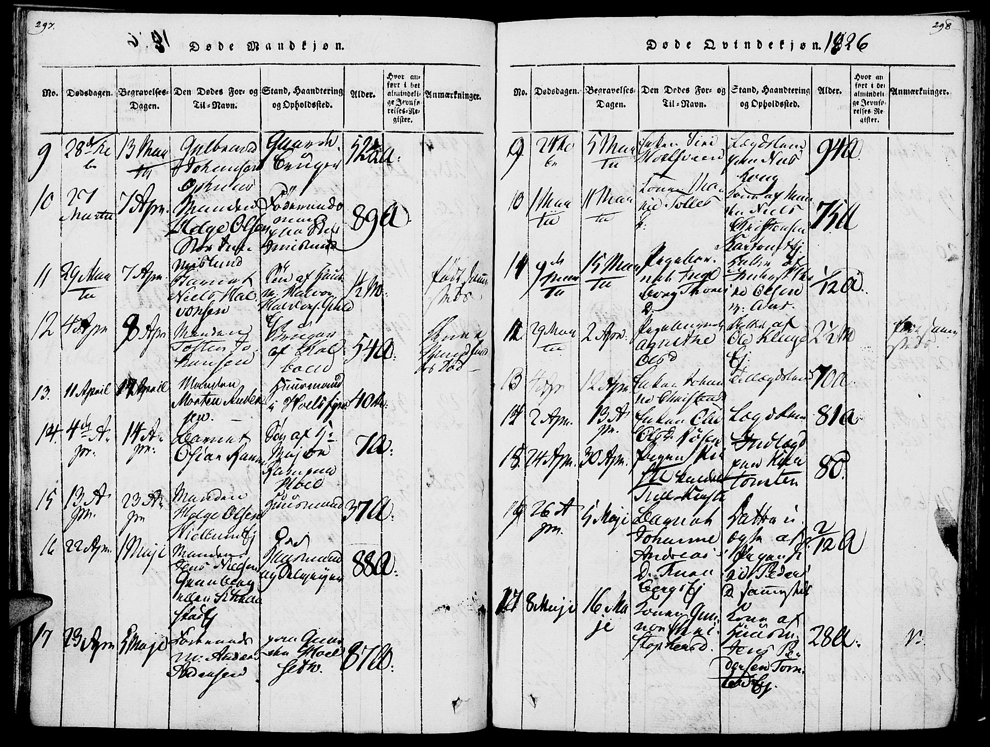 Vang prestekontor, Hedmark, AV/SAH-PREST-008/H/Ha/Haa/L0007: Parish register (official) no. 7, 1813-1826, p. 297-298