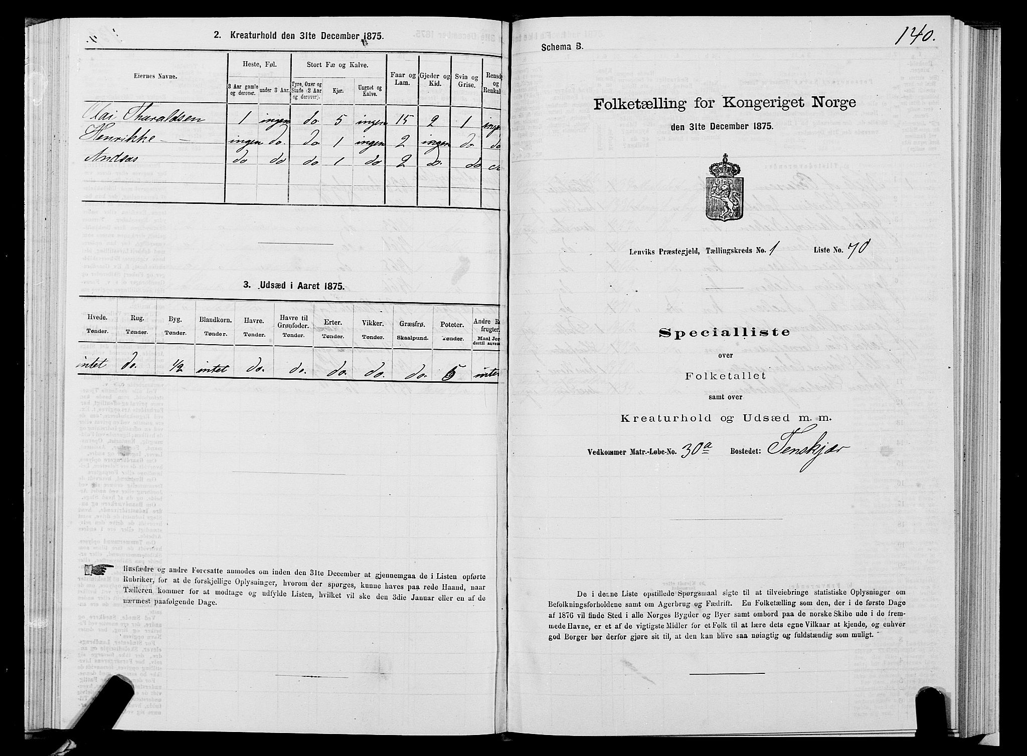 SATØ, 1875 census for 1931P Lenvik, 1875, p. 1140