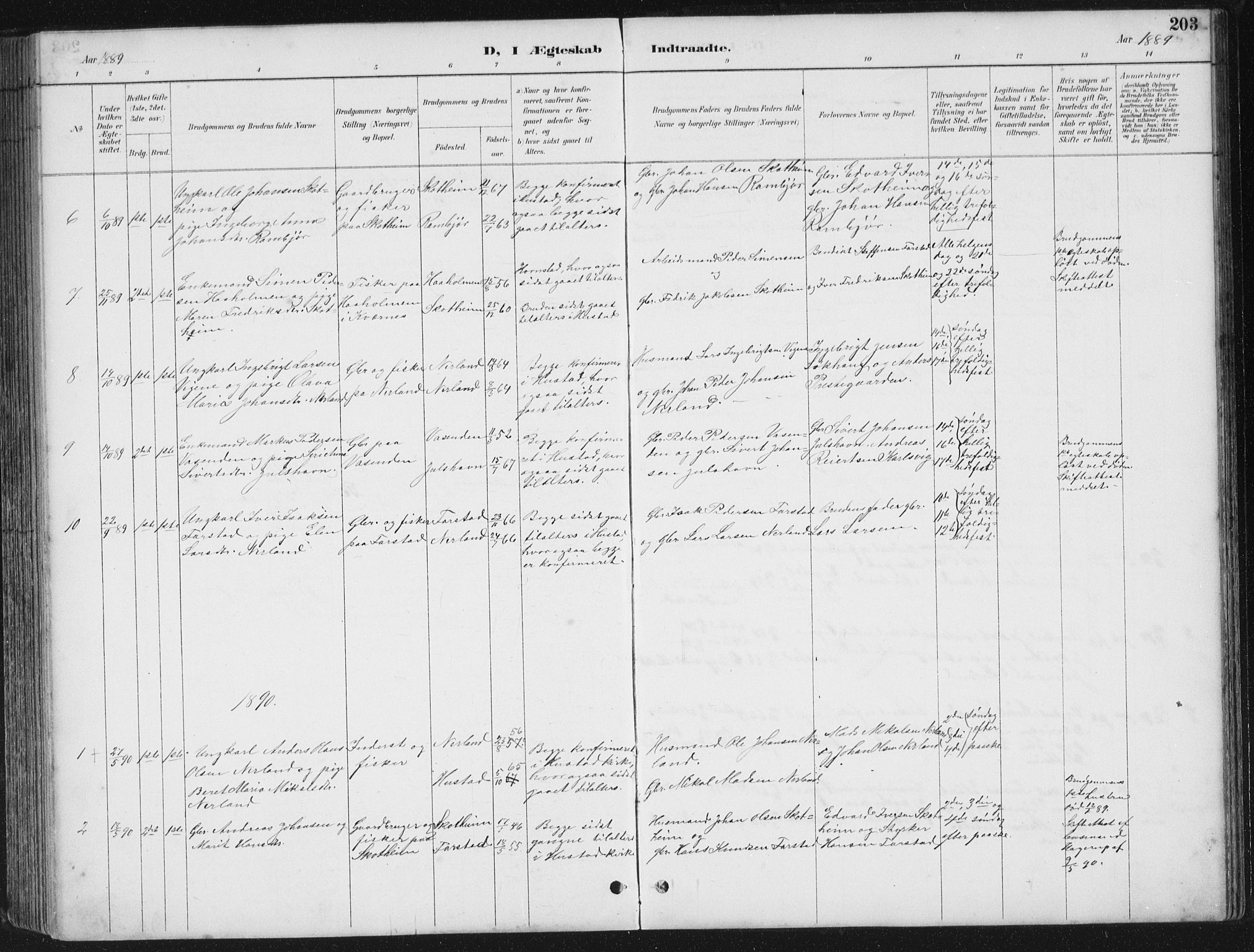 Ministerialprotokoller, klokkerbøker og fødselsregistre - Møre og Romsdal, AV/SAT-A-1454/567/L0783: Parish register (copy) no. 567C03, 1887-1903, p. 203